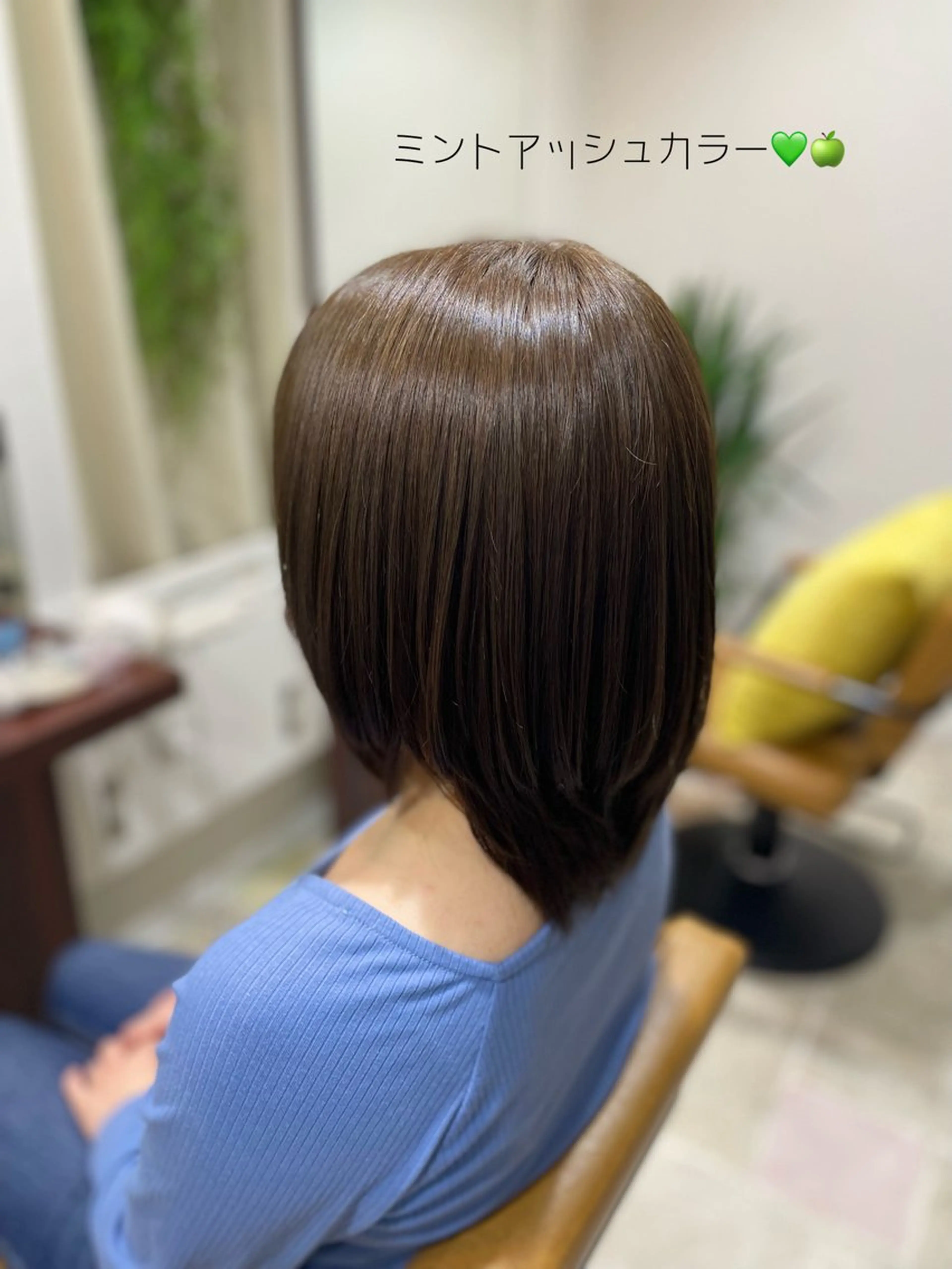 セミロング カラー アッシュ ミント 透明感/チョコカラー 💍TAMA💍のヘアスタイル