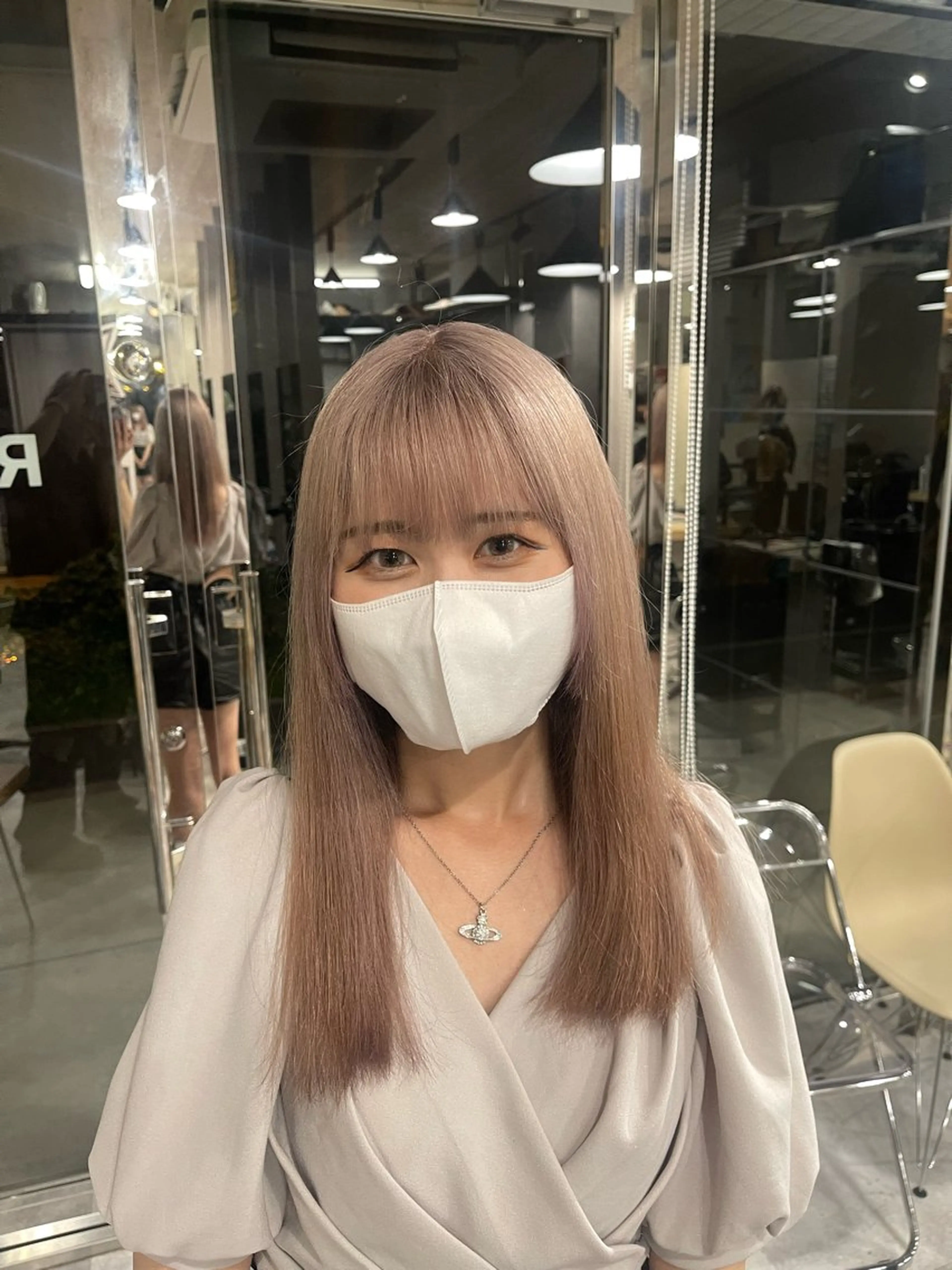 セミロング 縮毛矯正 ふかじ/複雑履歴修正 縮毛矯正ブリーチのヘアスタイル