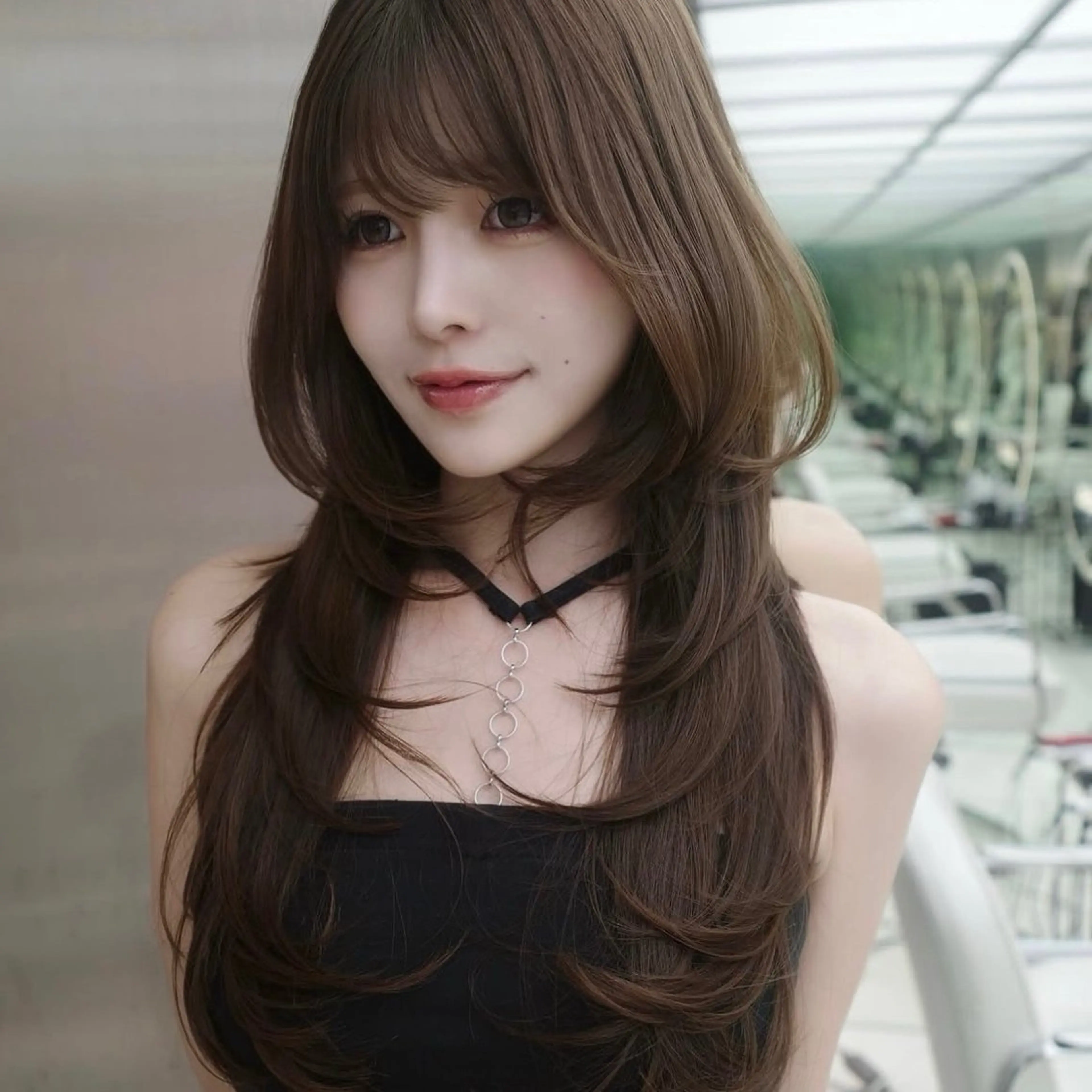 ロング カラー くびれヘア 顔周りカット ハイレイヤー 韓国風ヘア レイヤーカット カット ヘアカラー トリートメント Nao/ 大宮/レイヤーカットのヘアスタイル