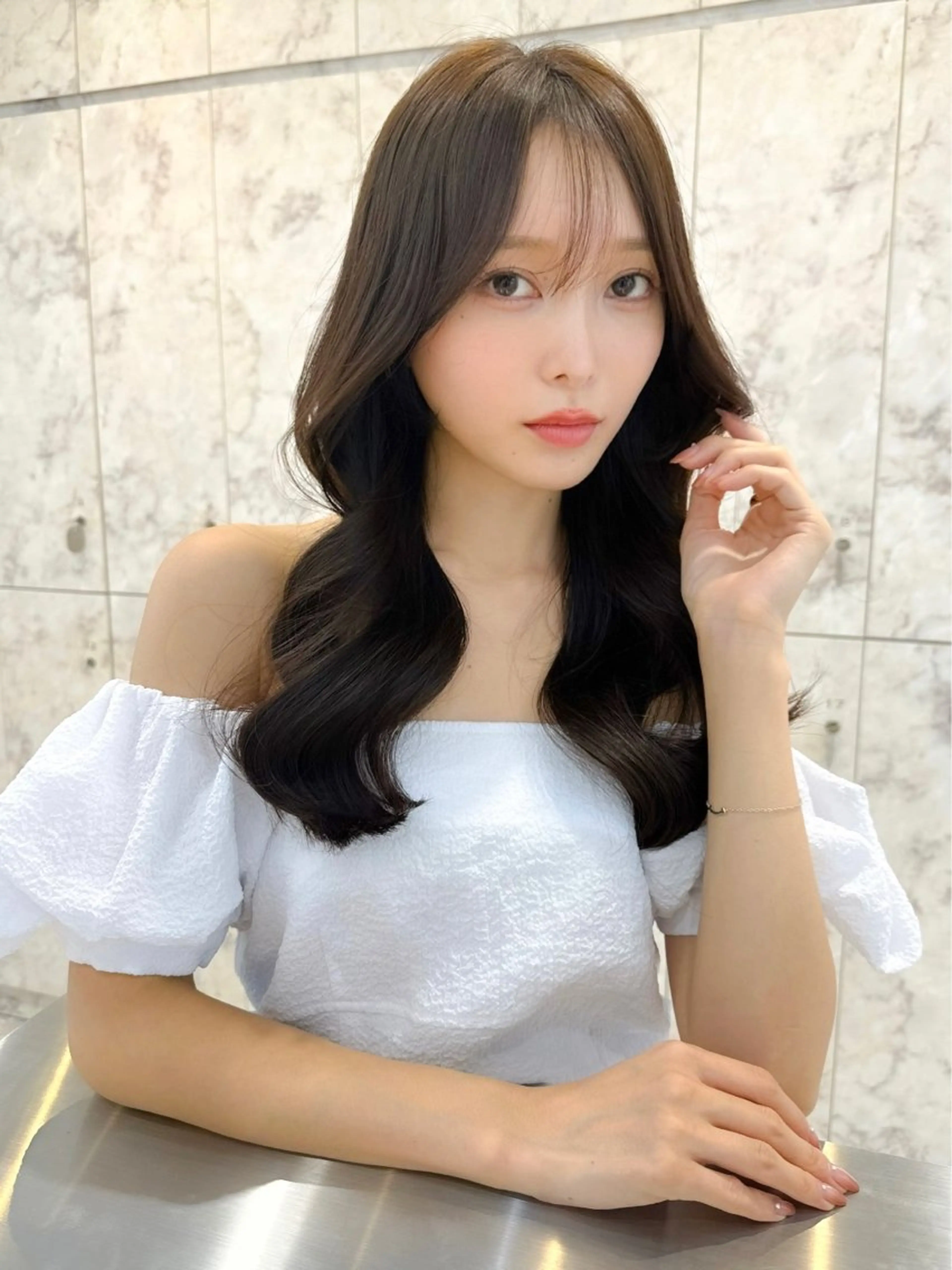 ロング カラー カット ヘアカラー トリートメント ヘッドスパ 髪質改善/韓国ヘア レイヤー/新宿/ロミのヘアスタイル