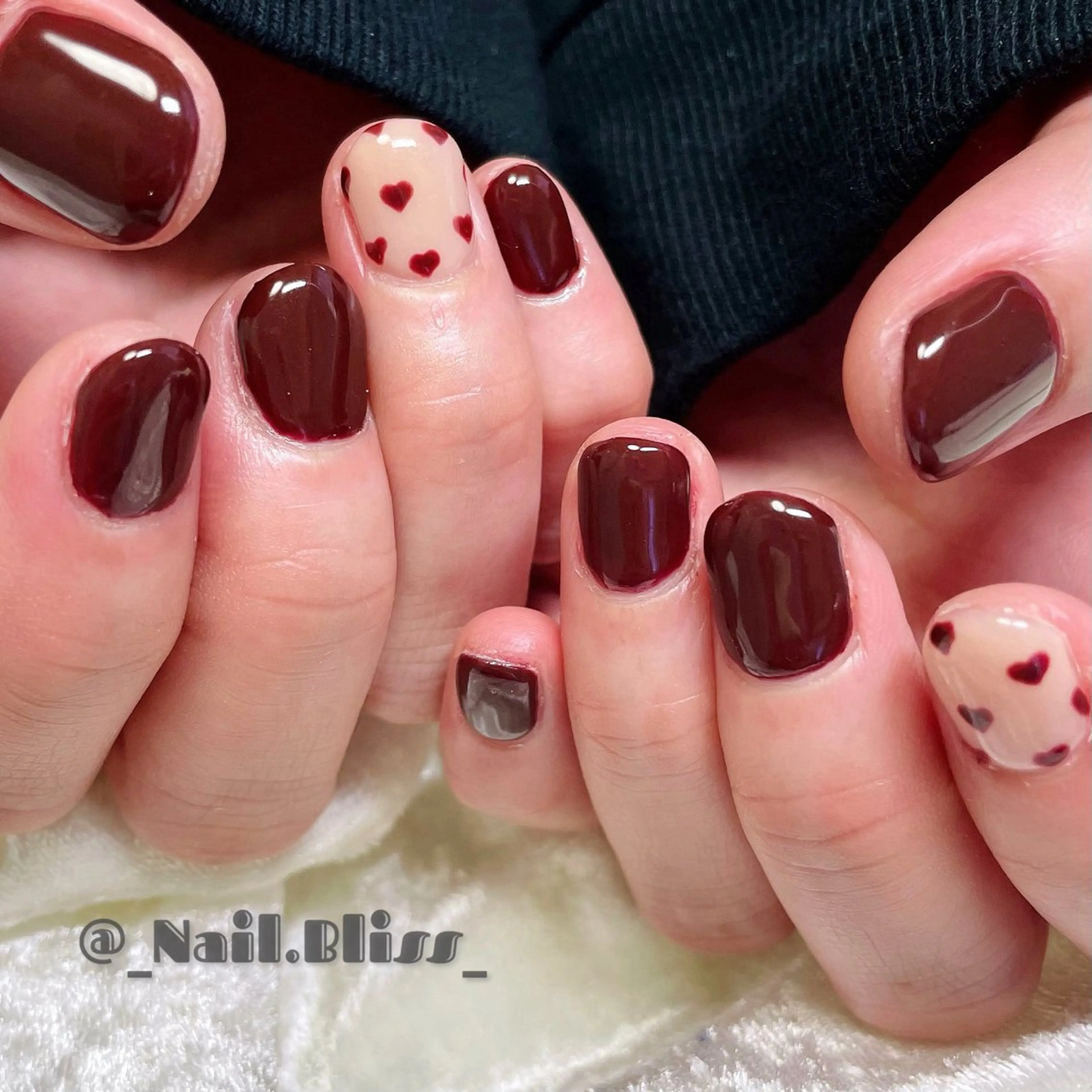 ネイル 持ち込み バレンタイン ハンドネイル NAIL BLISSのネイルデザイン