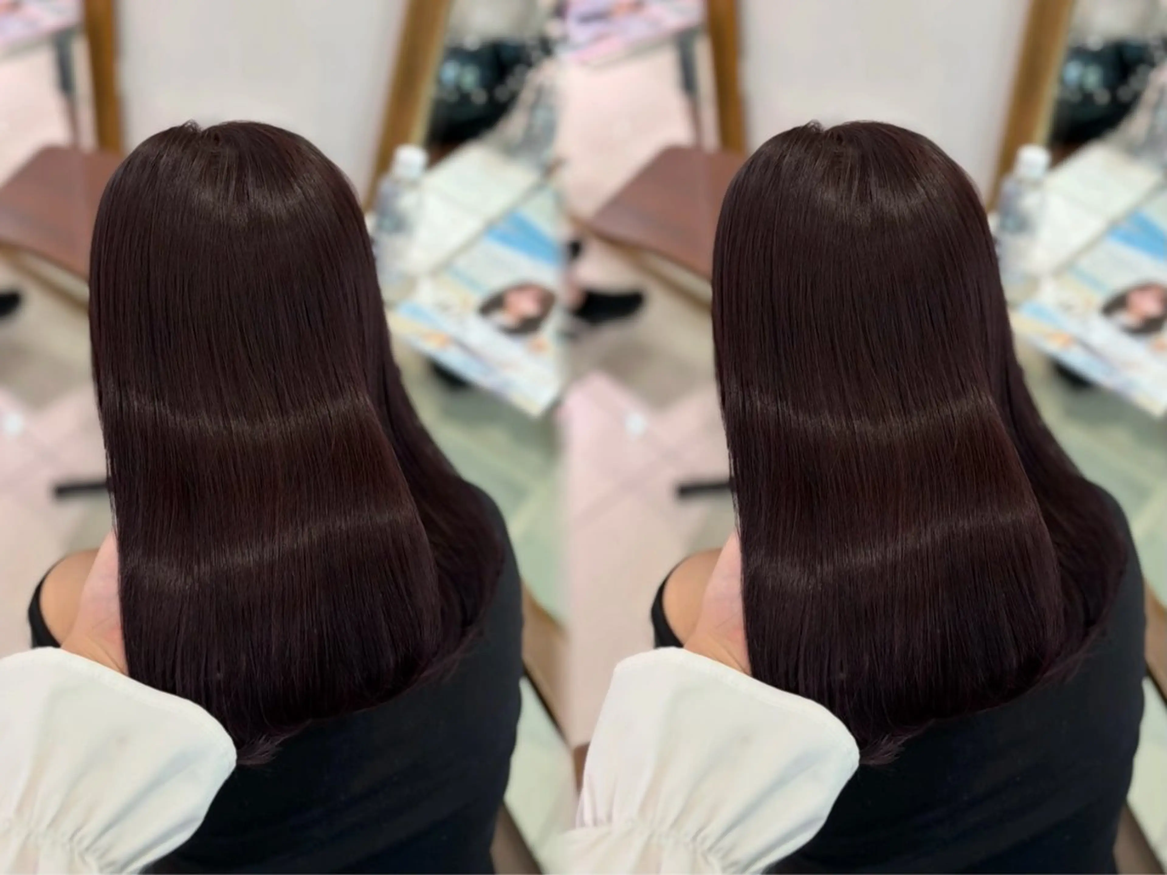 ミディアム ピンクラベンダー ヘアカラー トリートメント 巻ける🫧縮毛矯正 💞はな🎀のヘアスタイル