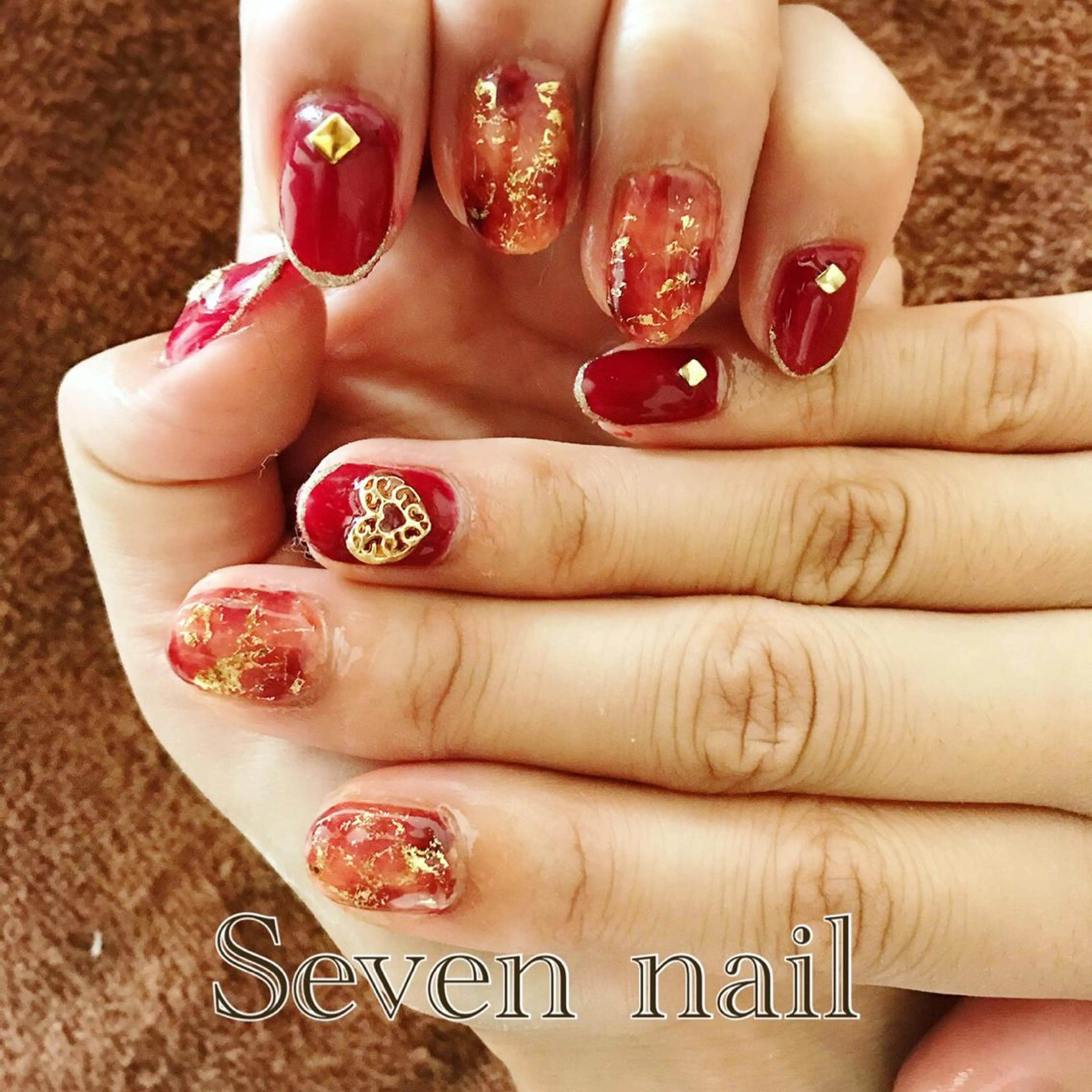 ネイル べっ甲ネイル ボルドー 名倉 なな子のネイルデザイン