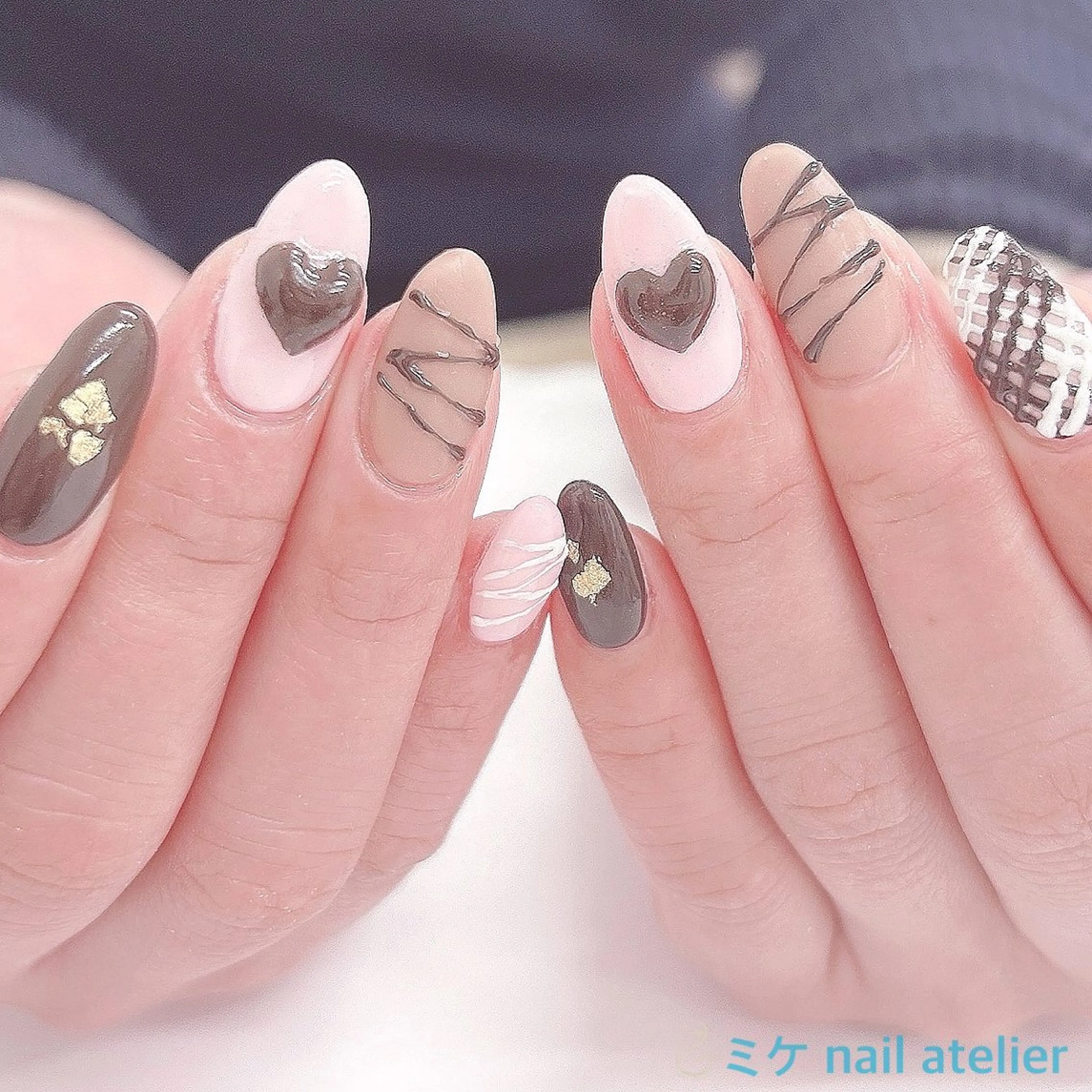 ネイル フレンチネイル ジェルネイル ハート ミラーネイル ワンカラーネイル ハンドネイル h. rikaのネイルデザイン
