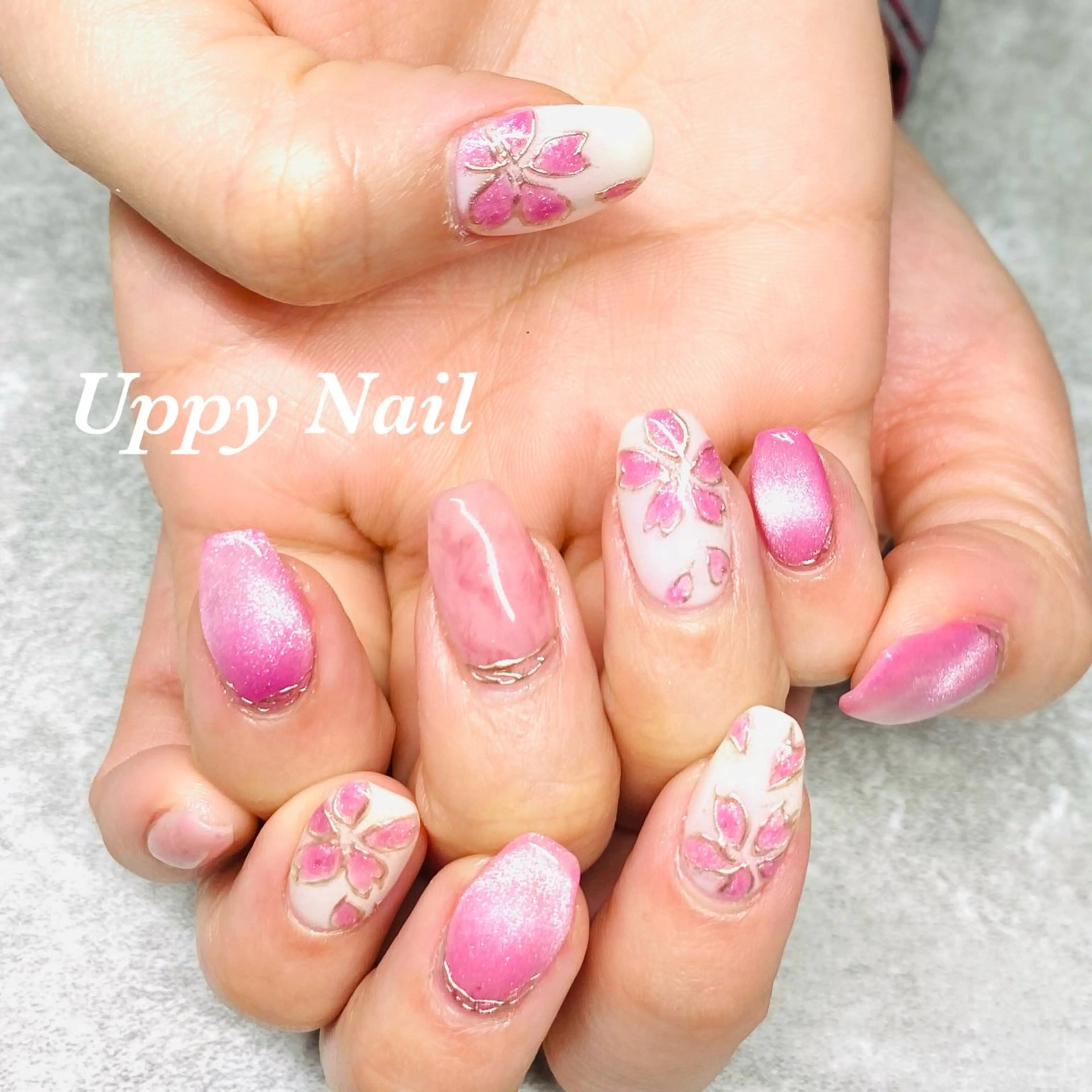 ネイル 桜ネイル ハンドネイル Uppy Nail ukyoのネイルデザイン