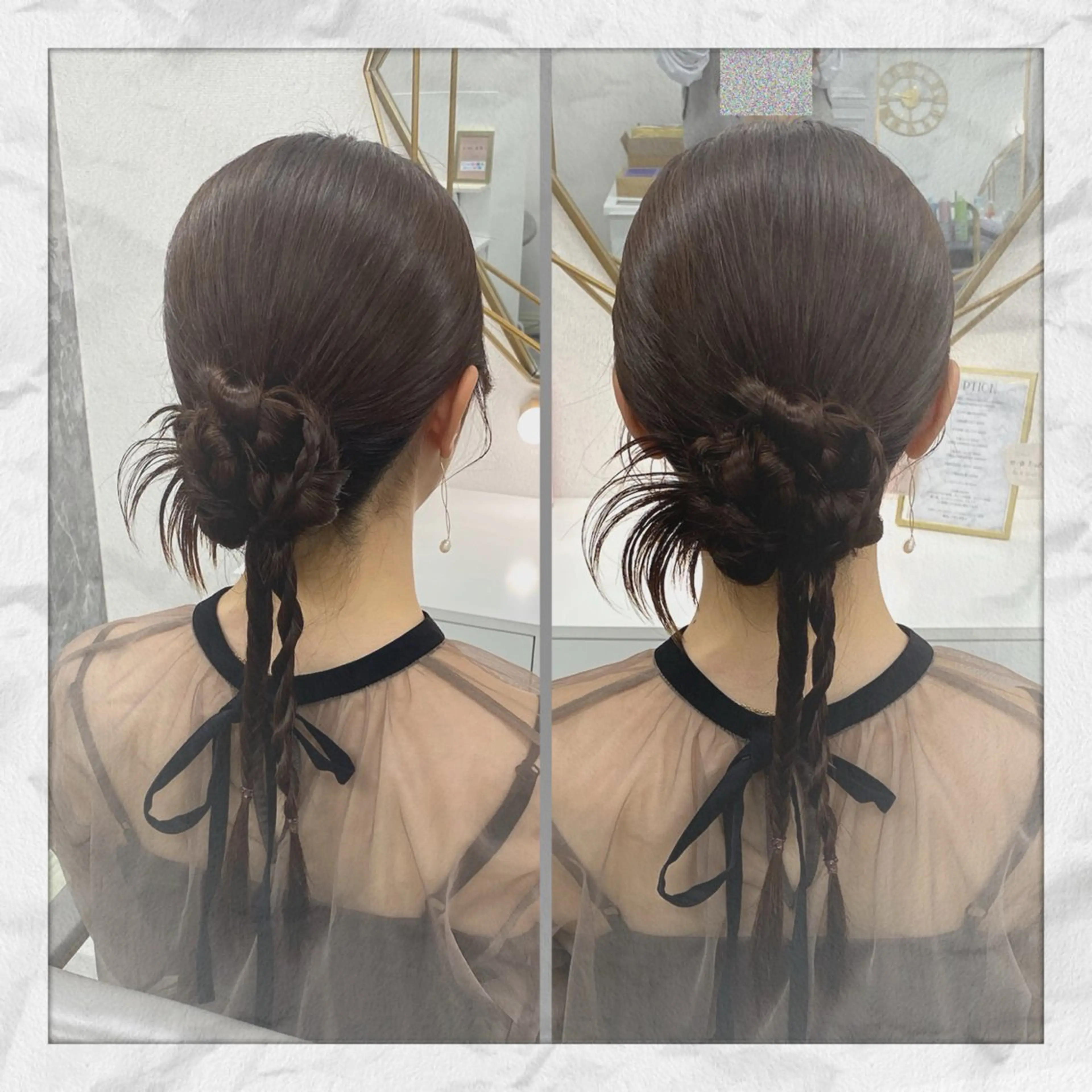 セミロング ヘアアレンジ 結婚式・ブライダル ヘアセット ヘアセット/着付け 𓇼 松本 夏美𓇼のヘアスタイル