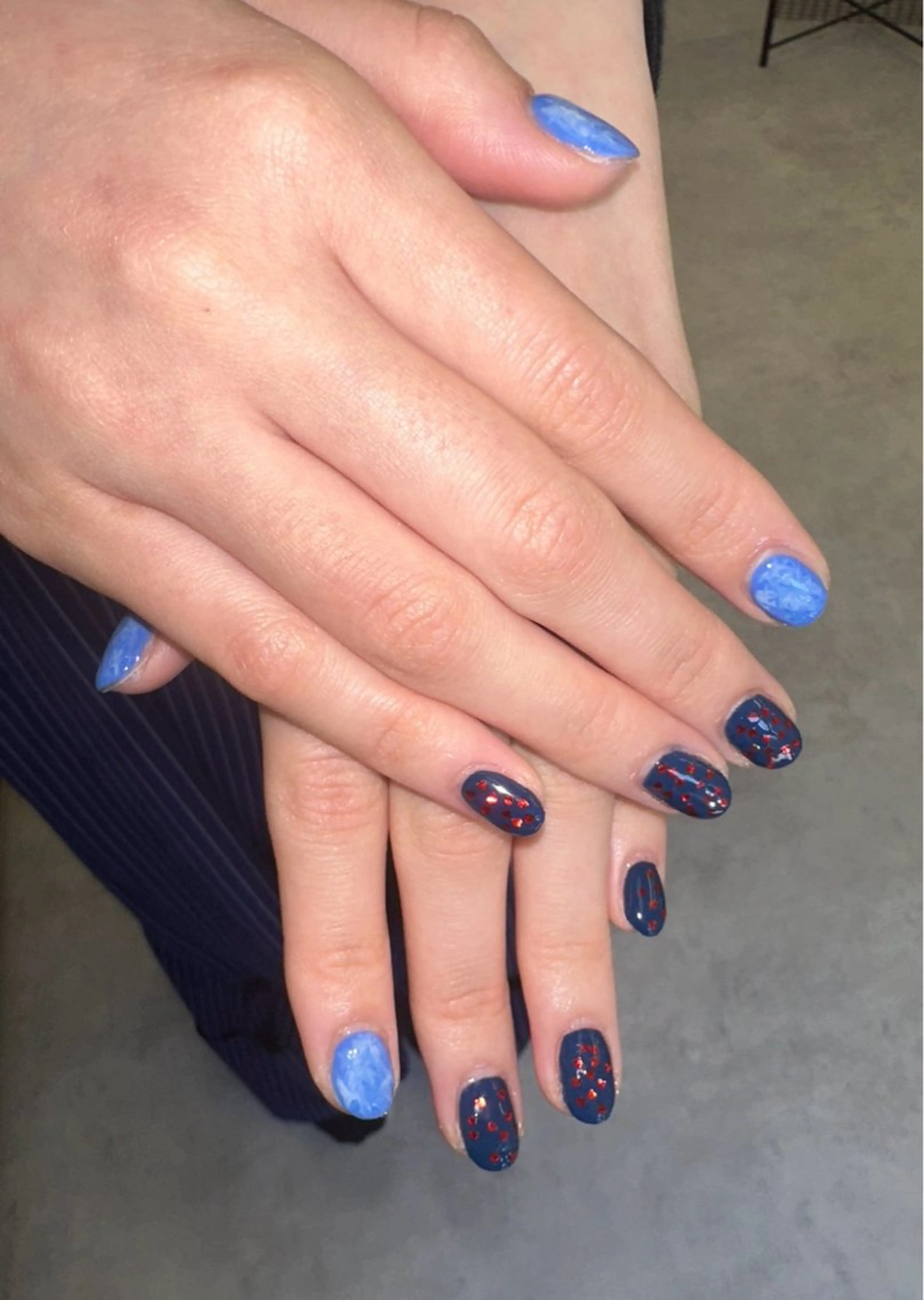 ネイル ブルー 大理石ネイル(マーブル) Nail salon ヴェロニカ　ななみのネイルデザイン