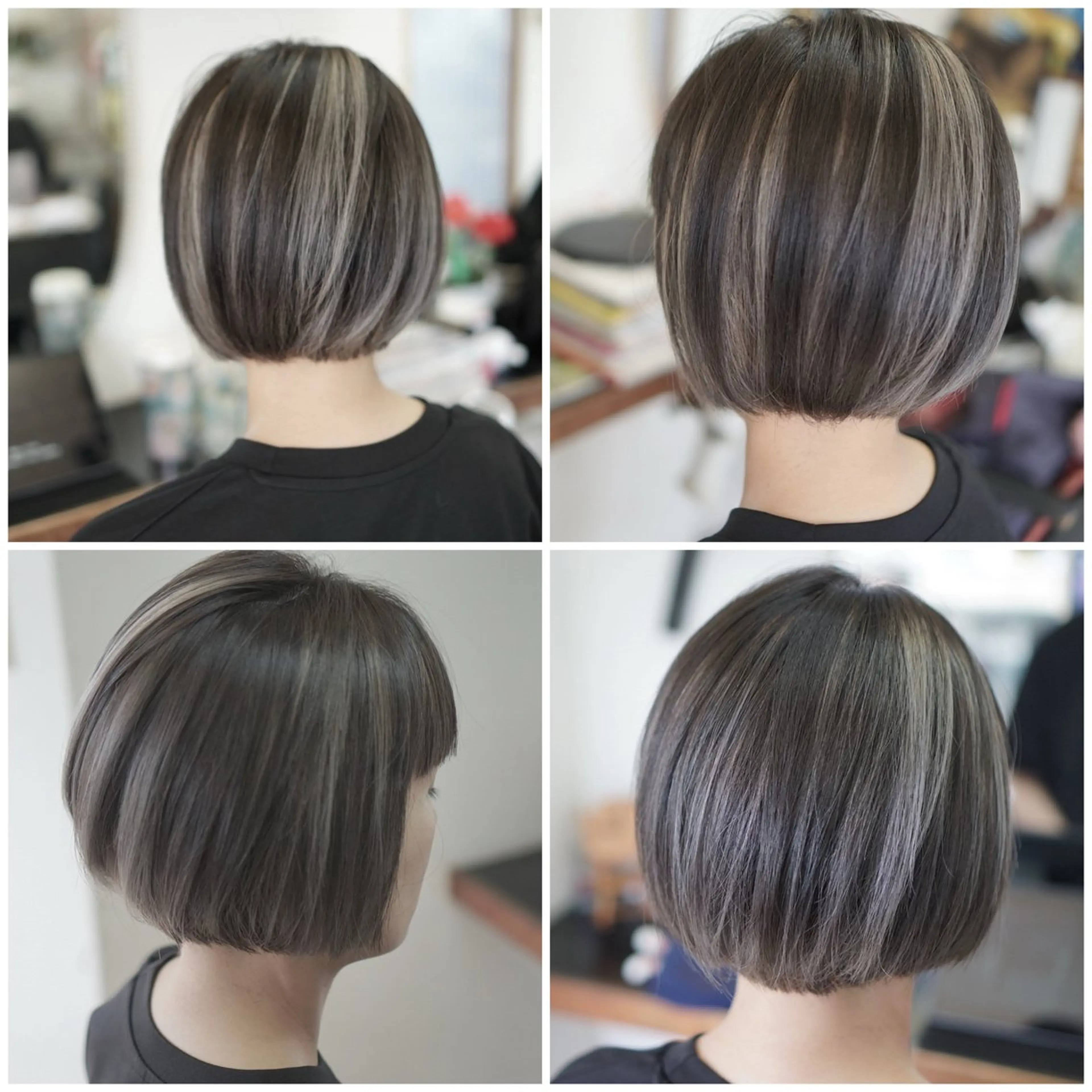 ミディアム カラー ベージュカラー ハイライトカラー シルバー シルバーベージュ ボブ 中島 剛のヘアスタイル