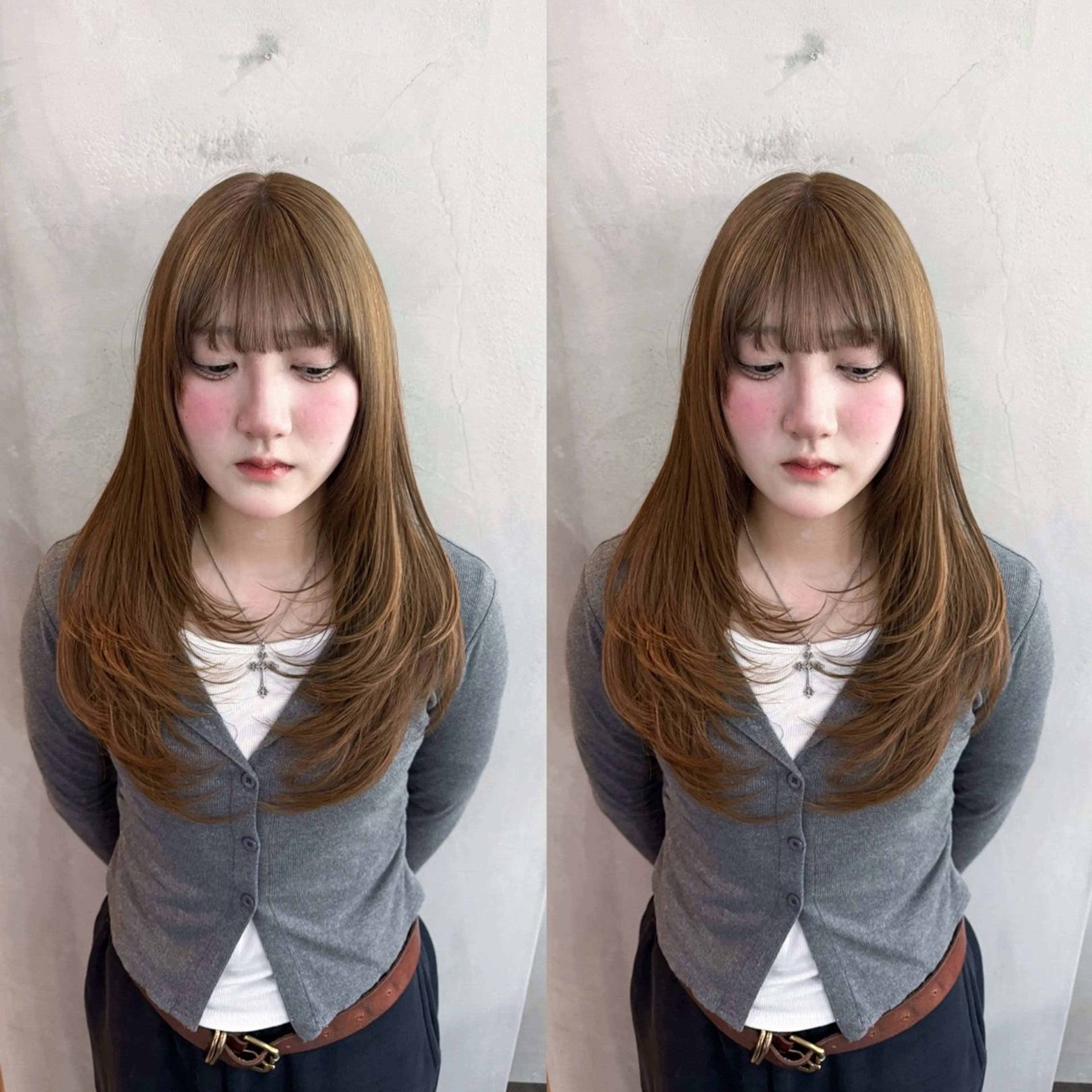 セミロング カラー ベージュカラー ブリーチ ハイレイヤー レイヤーカット ヘアカラー 🌟メンズ🌟シ ョート🌟クルミのヘアスタイル