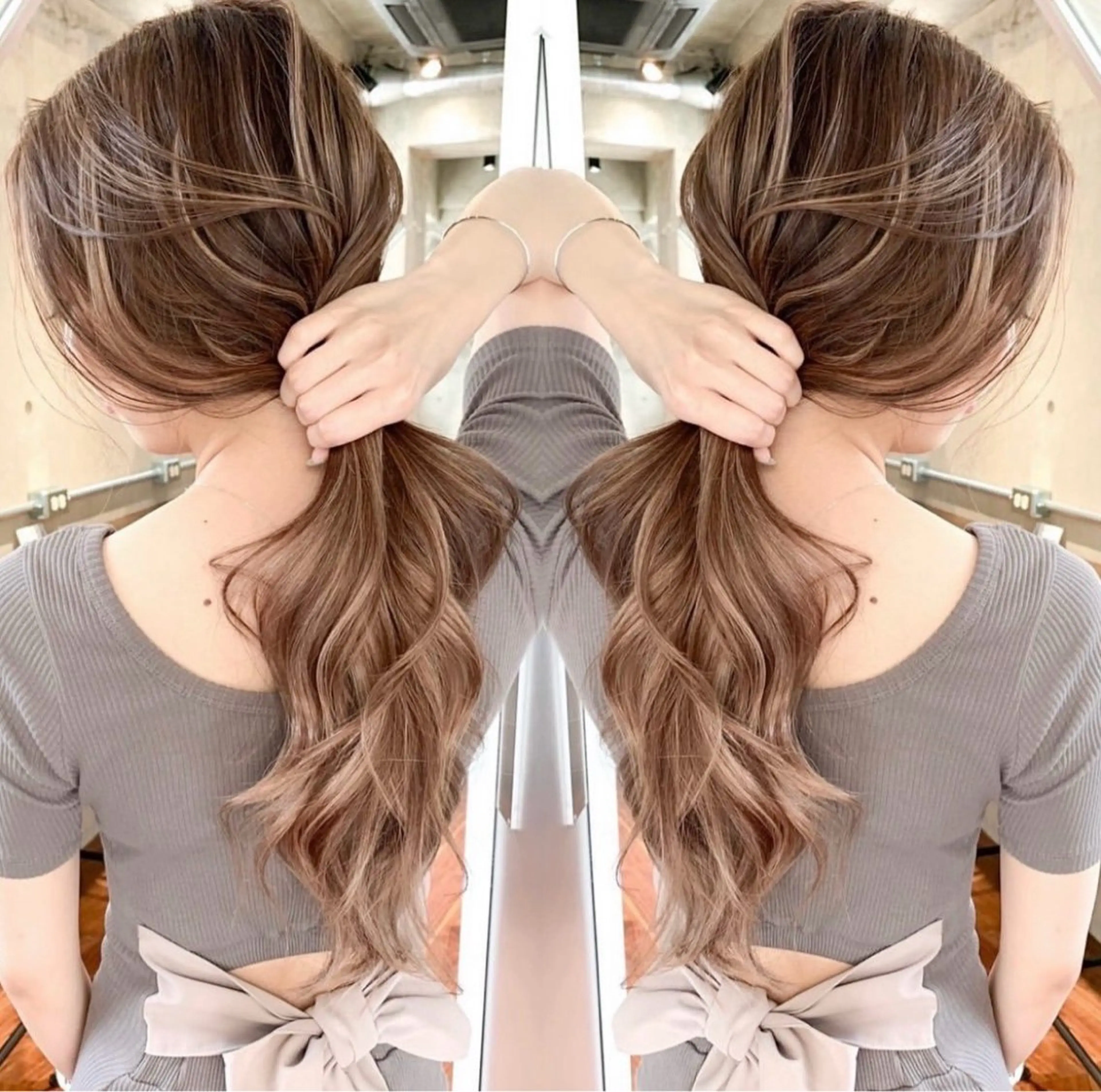 ロング カラー ハイライトカラー ハイライト 小顔ボブ jilblanカホのヘアスタイル