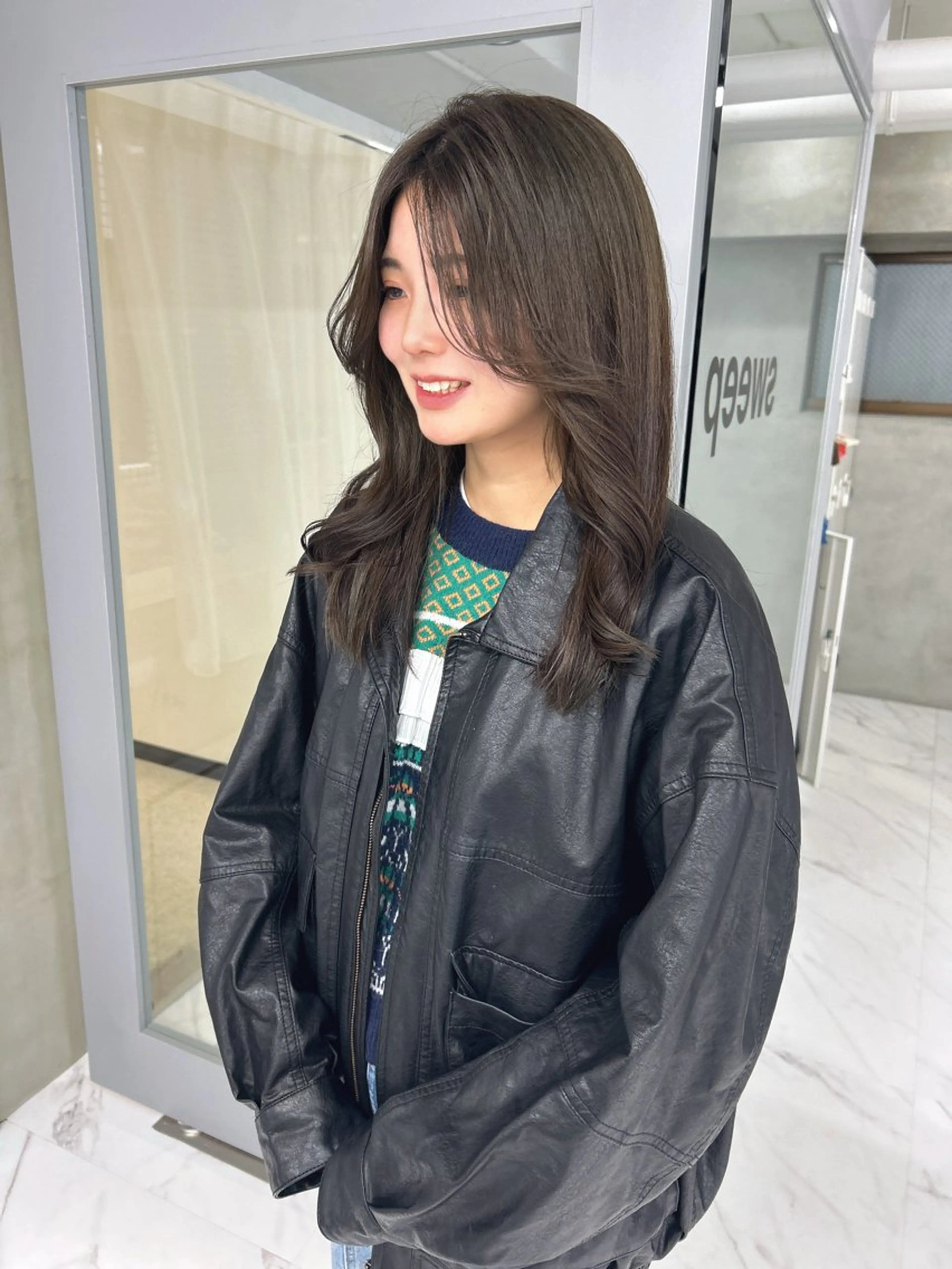 ミディアム カラー ブラウンカラー オリーブブラウン ヘアカラー トリートメント shizuna/平尾 /カラー/髪質改善のヘアスタイル