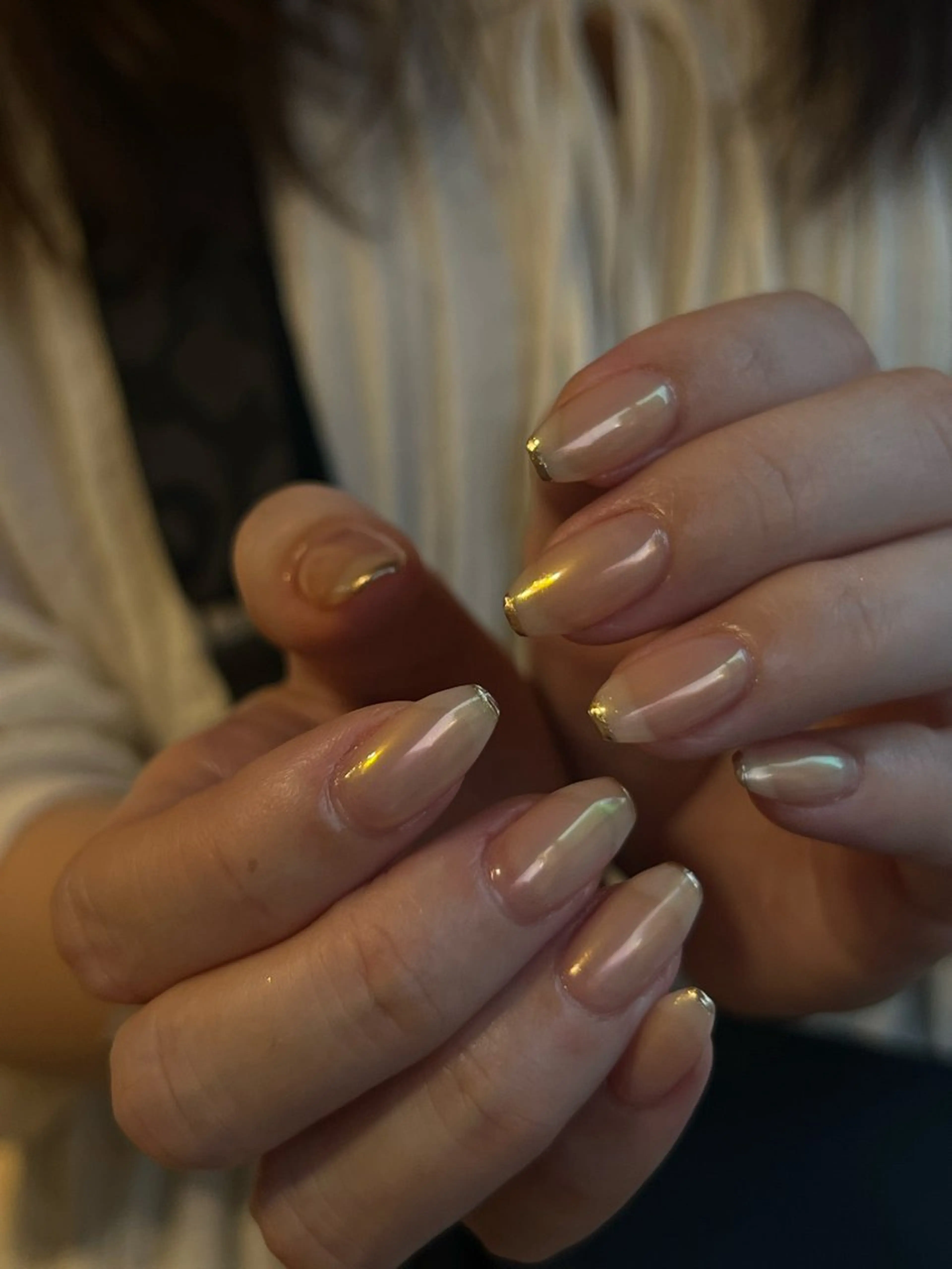ネイル オーロラネイル フレンチネイル ミラーネイル 金木犀　札幌駅前店所属・金木犀ネイルサロン 三浦のネイルデザイン