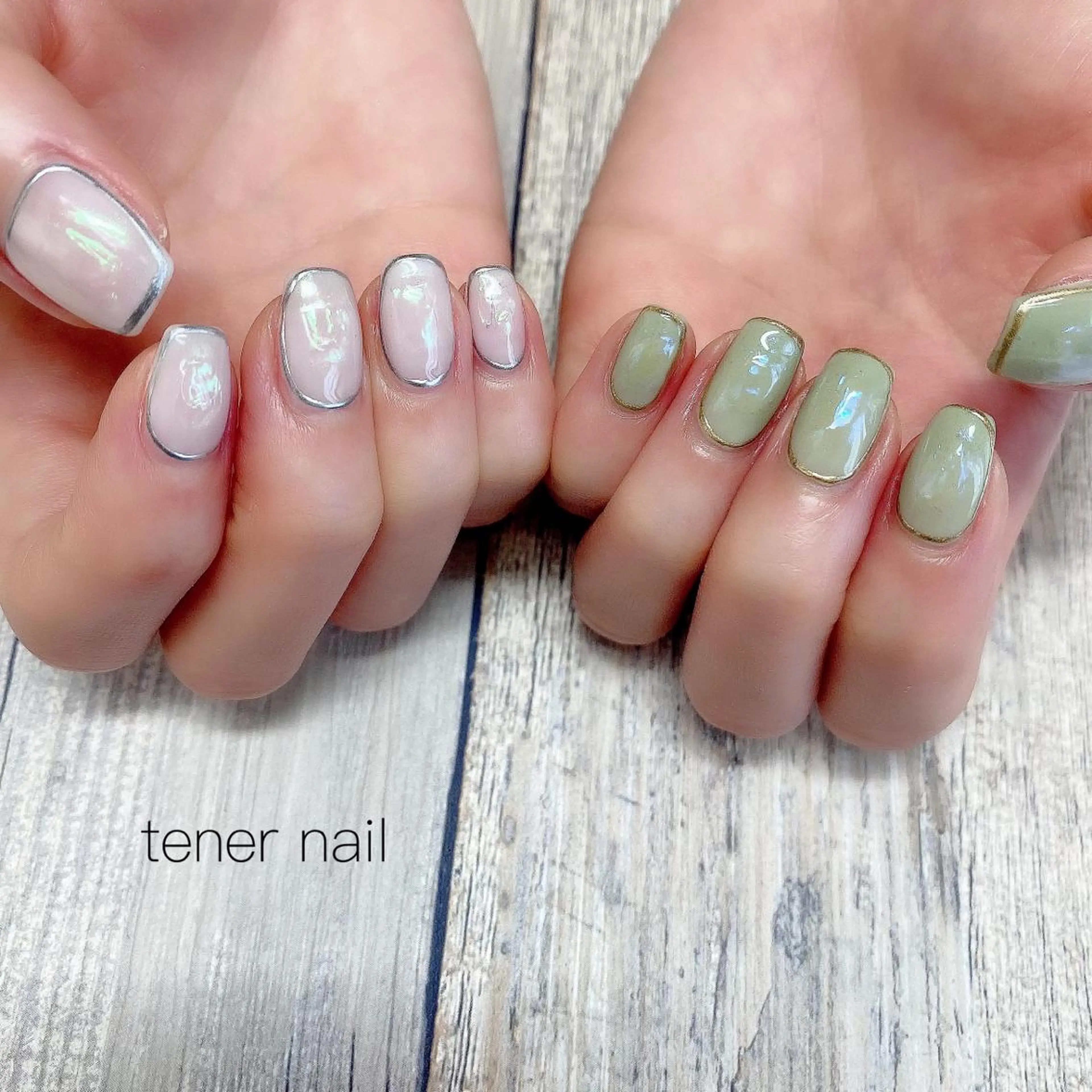ネイル ピスタチオネイル ホワイト テネルネイル tener nailのネイルデザイン