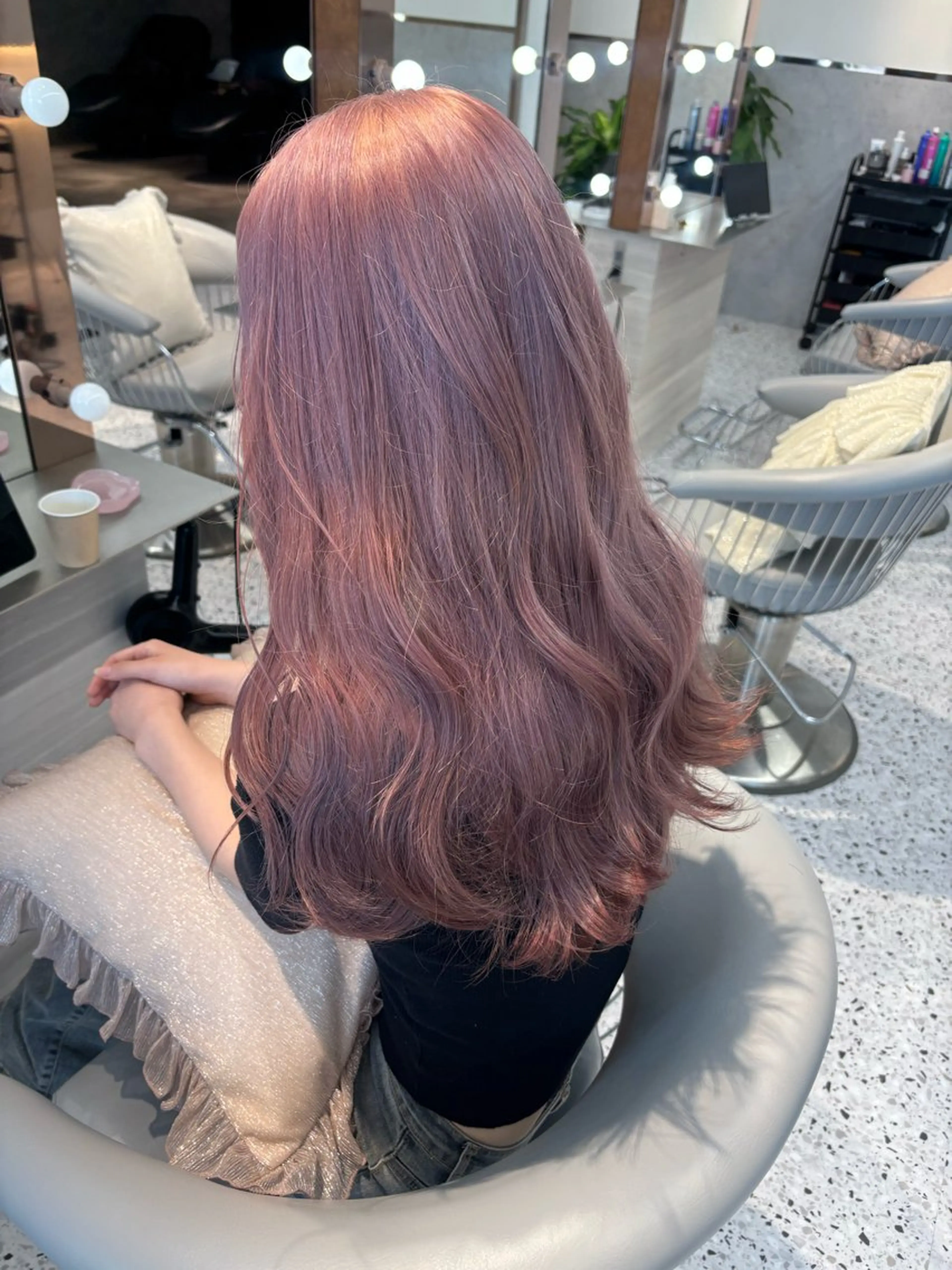 ミディアム カラー ブリーチ ボブ 韓国風ヘア レイヤーカット トリートメント ヘアカラー rina／ベージュ ワンホン/韓国ヘアのヘアスタイル