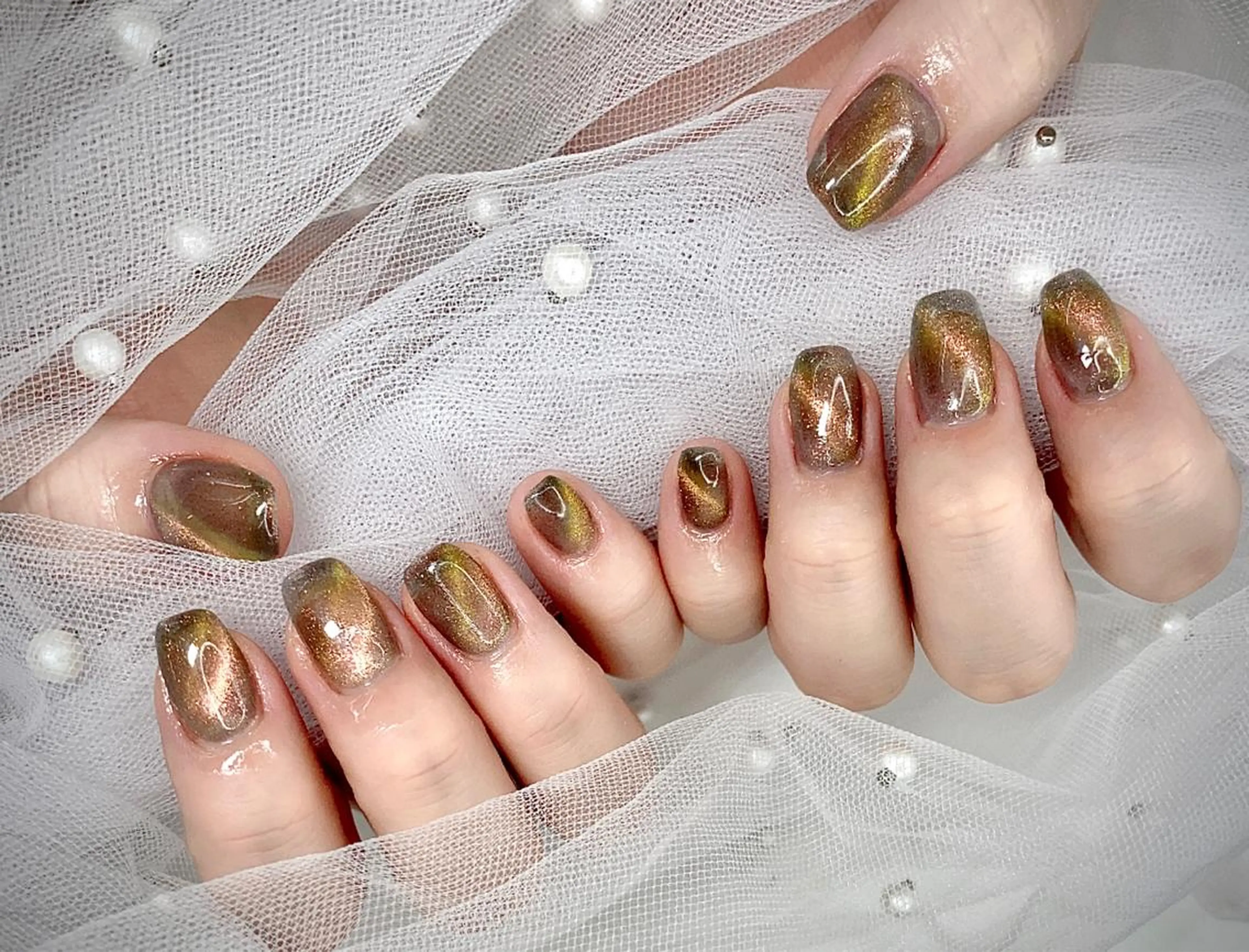 ネイル マグネットネイル I-nailロング /ワンホン/キラキラのネイルデザイン