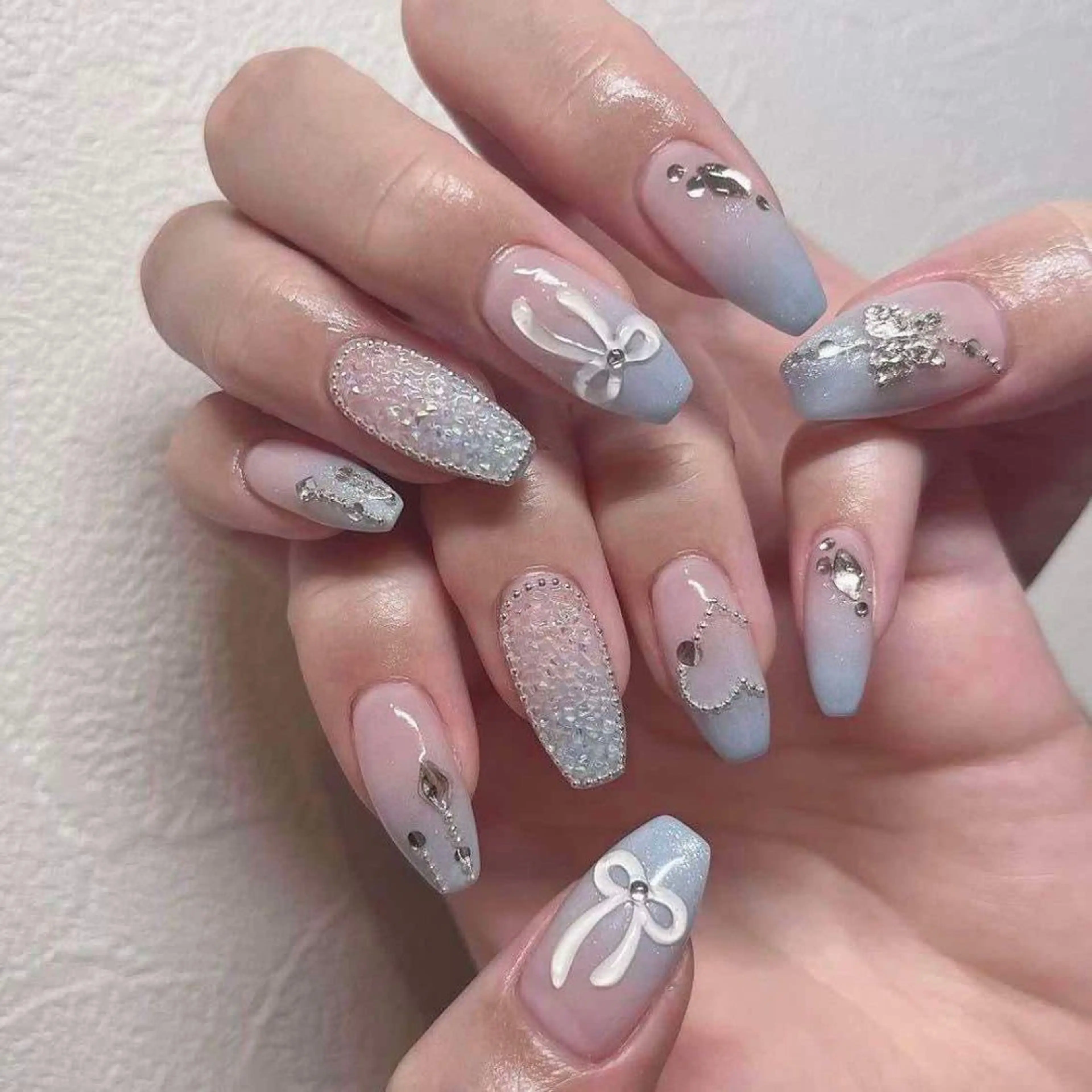 ネイル 長さ出し グラデーション キラキラネイル マグネットネイル ミラーネイル Lee Nails チップ長さだし専門店のネイルデザイン