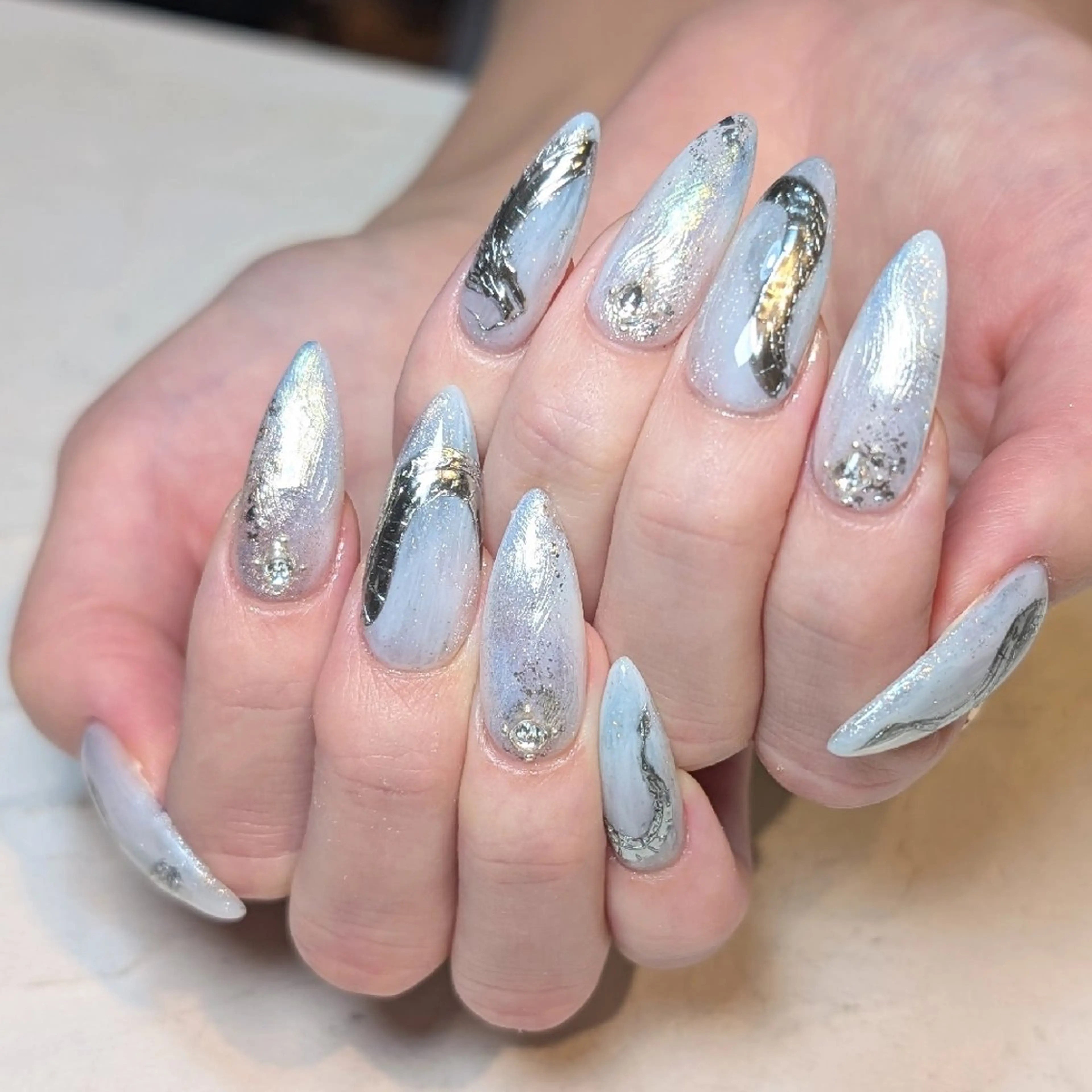 ネイル アートネイル 長さ出し キラキラネイル ロングネイル ミラーネイル Nail salon Euphoria所属・Euphoria 【 suzuki 】のネイルデザイン