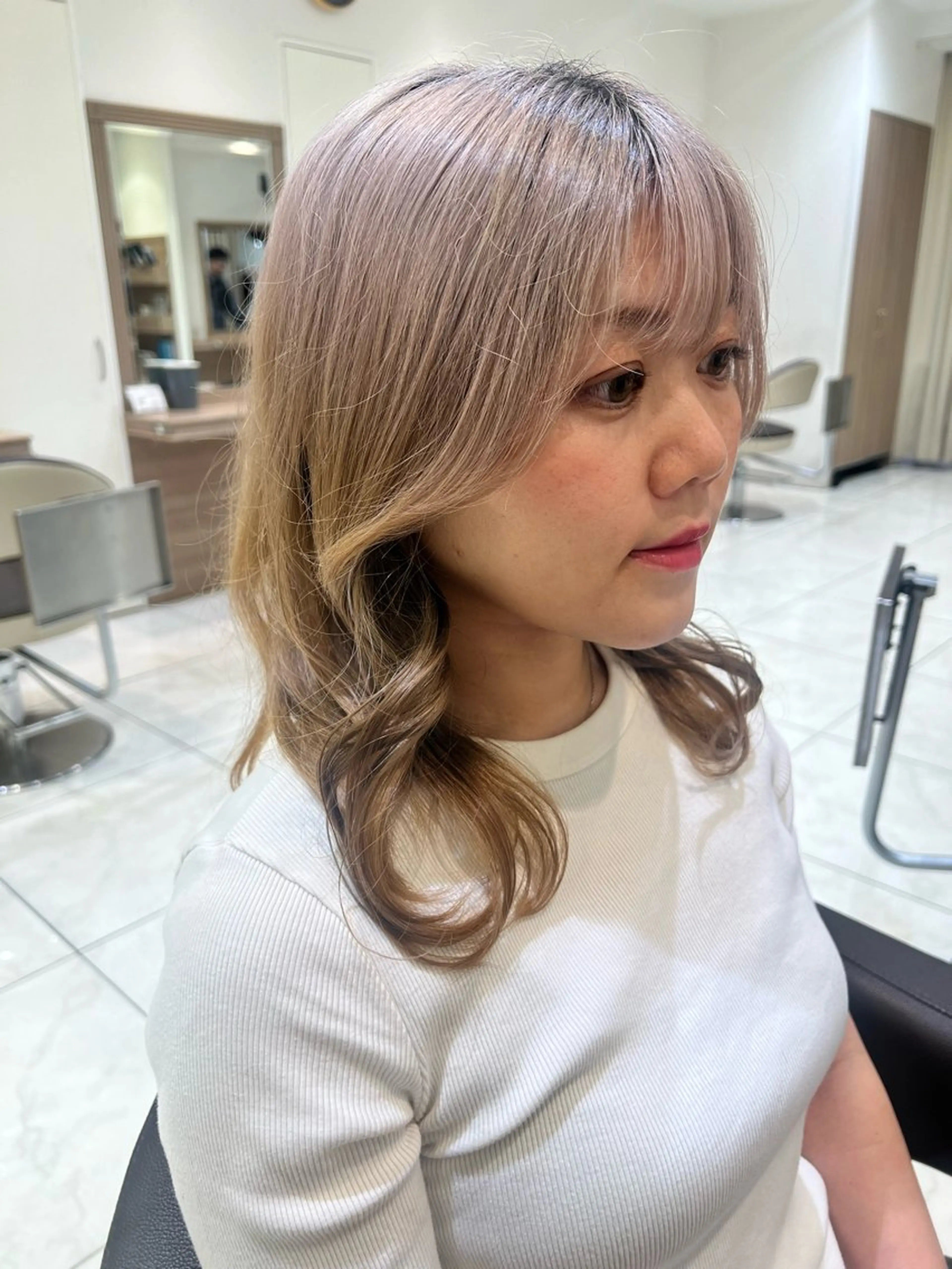 セミロング 顔周り/韓国レイヤー junkaのヘアスタイル