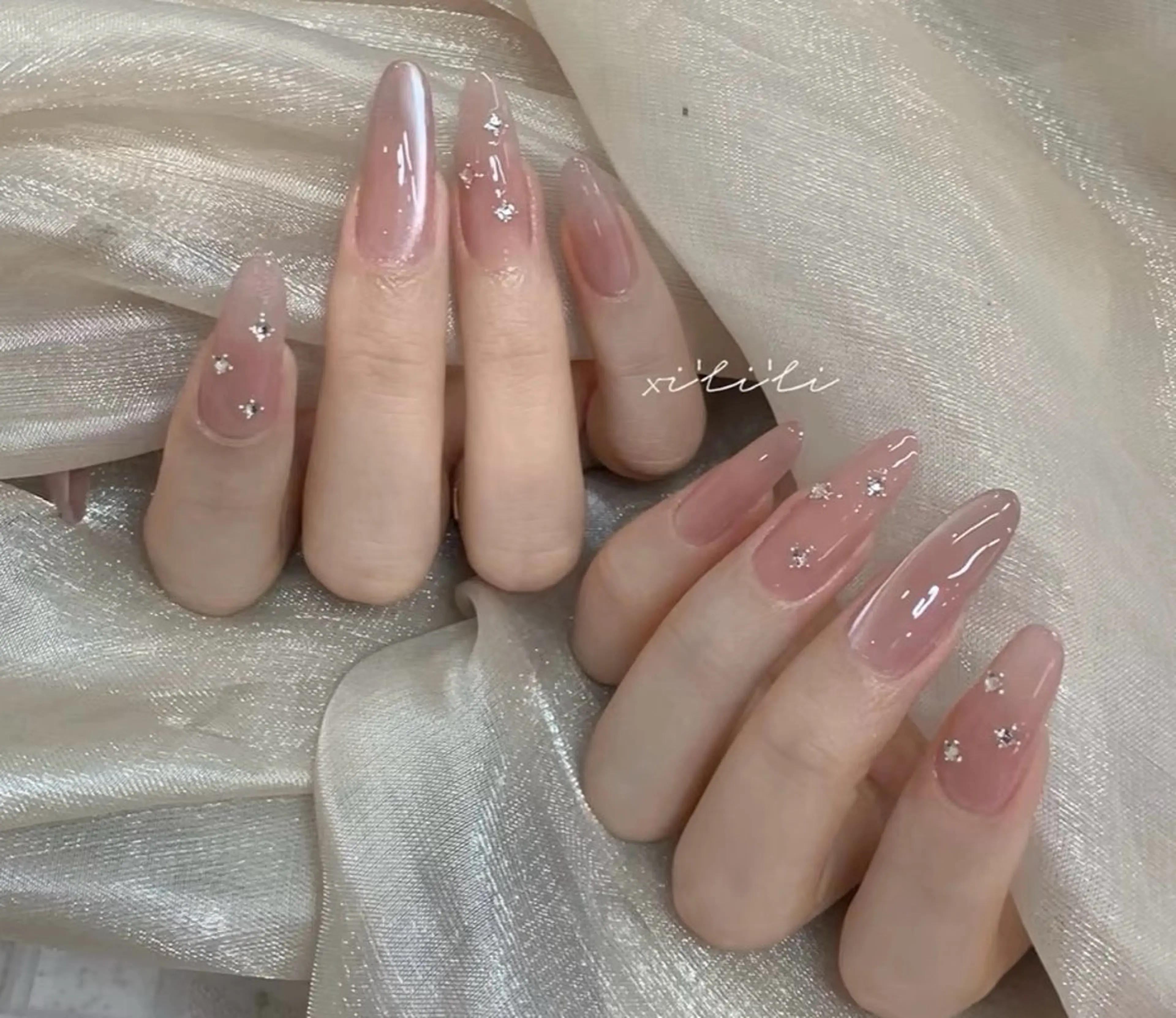 ネイル チークネイル 長さ出し フレンチネイル ガーリー 韓国ネイル sun nail池袋 モデル募集のネイルデザイン