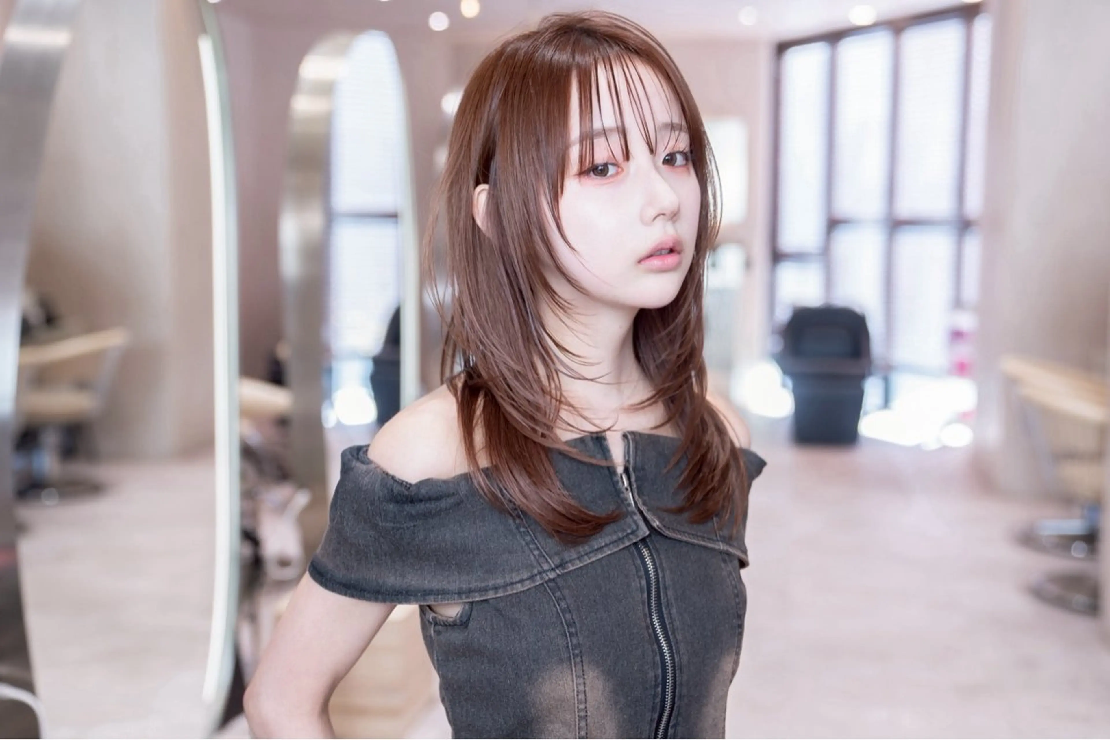 セミロング レイヤーカット 小顔カット トリートメント カット 韓国ヘア/レイヤー そーた/渋谷駅のヘアスタイル