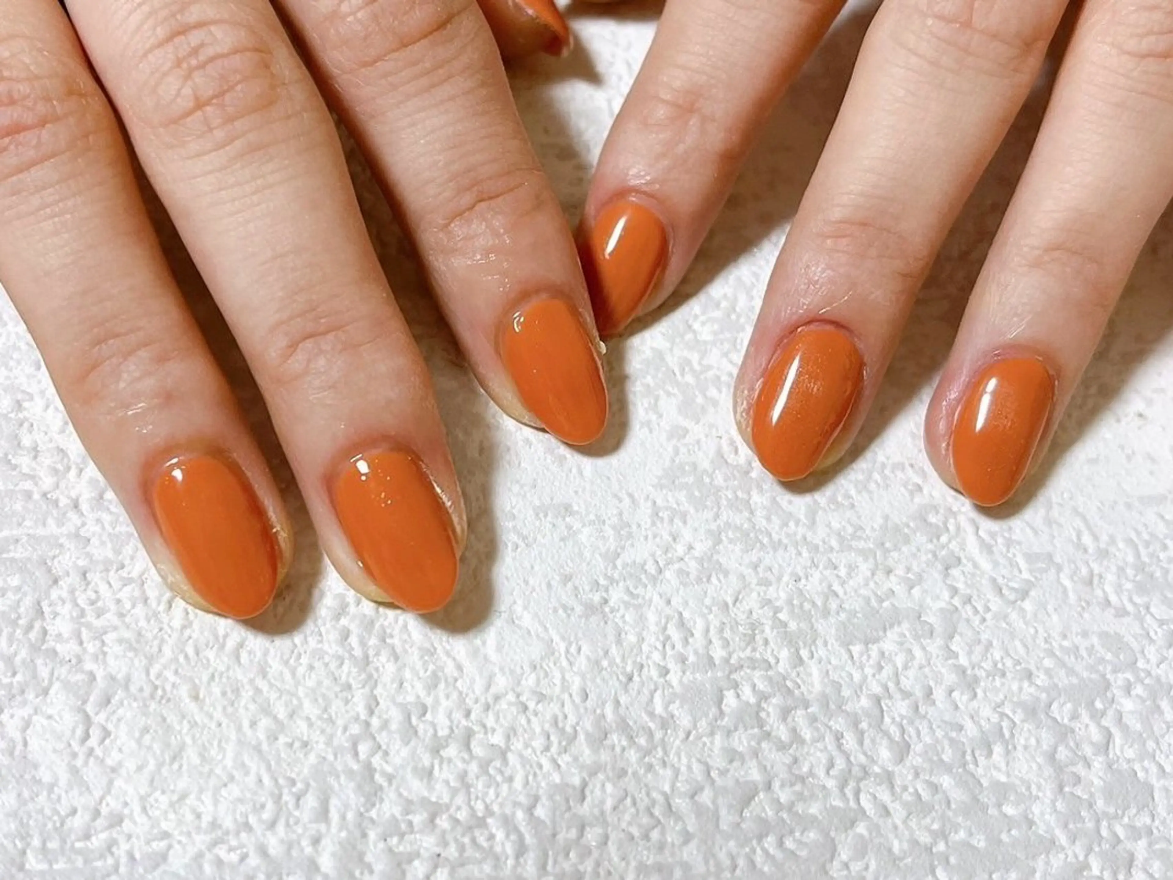 ネイル ジェルネイル 韓国ネイル メンズネイル ワンカラーネイル オレンジ kiki nail たまプラーザのネイルデザイン