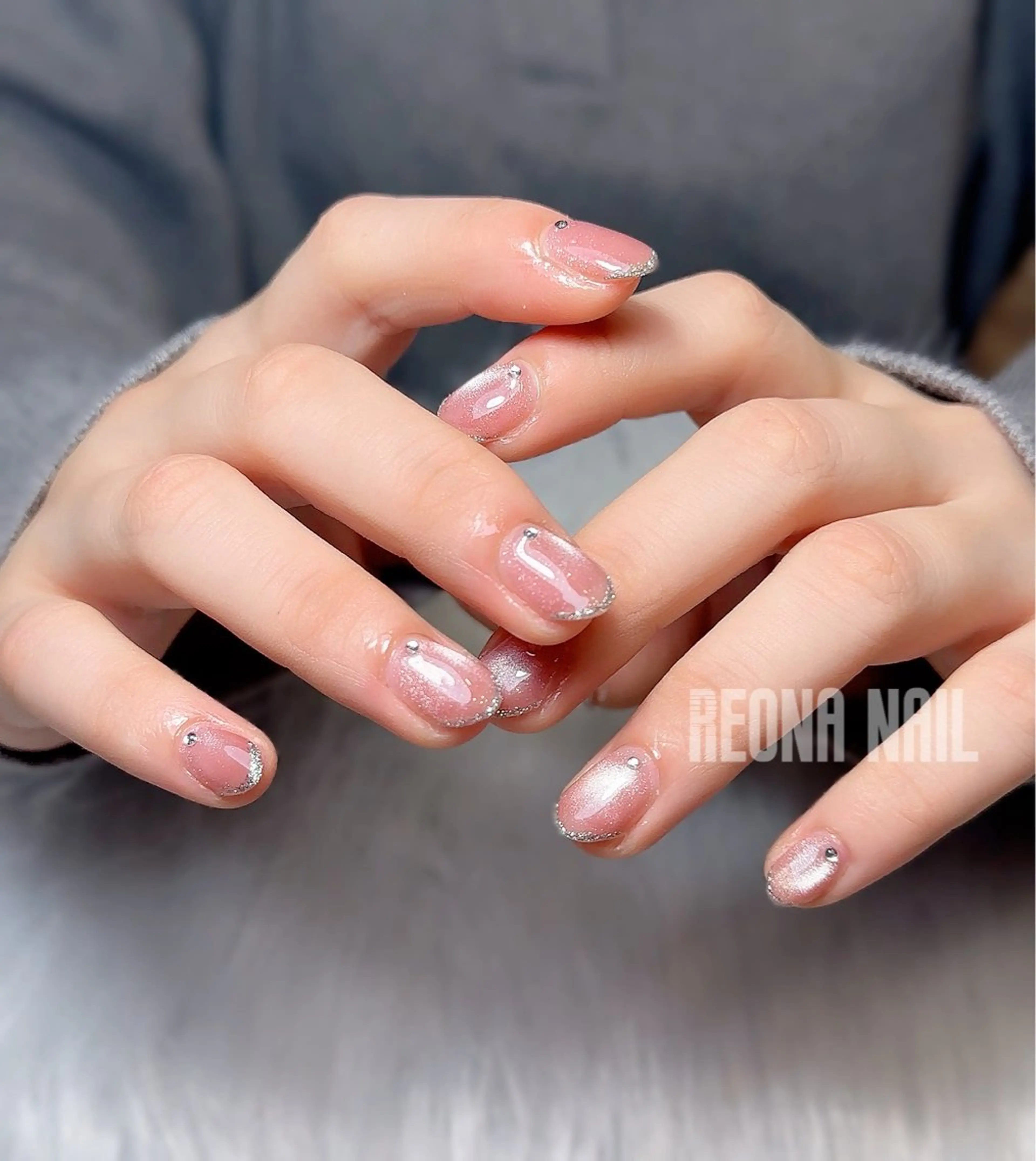 ネイル ジェルネイル ハート マグネットネイル ミラーネイル パラジェル Reona nail所属・Reona Nailのネイルデザイン