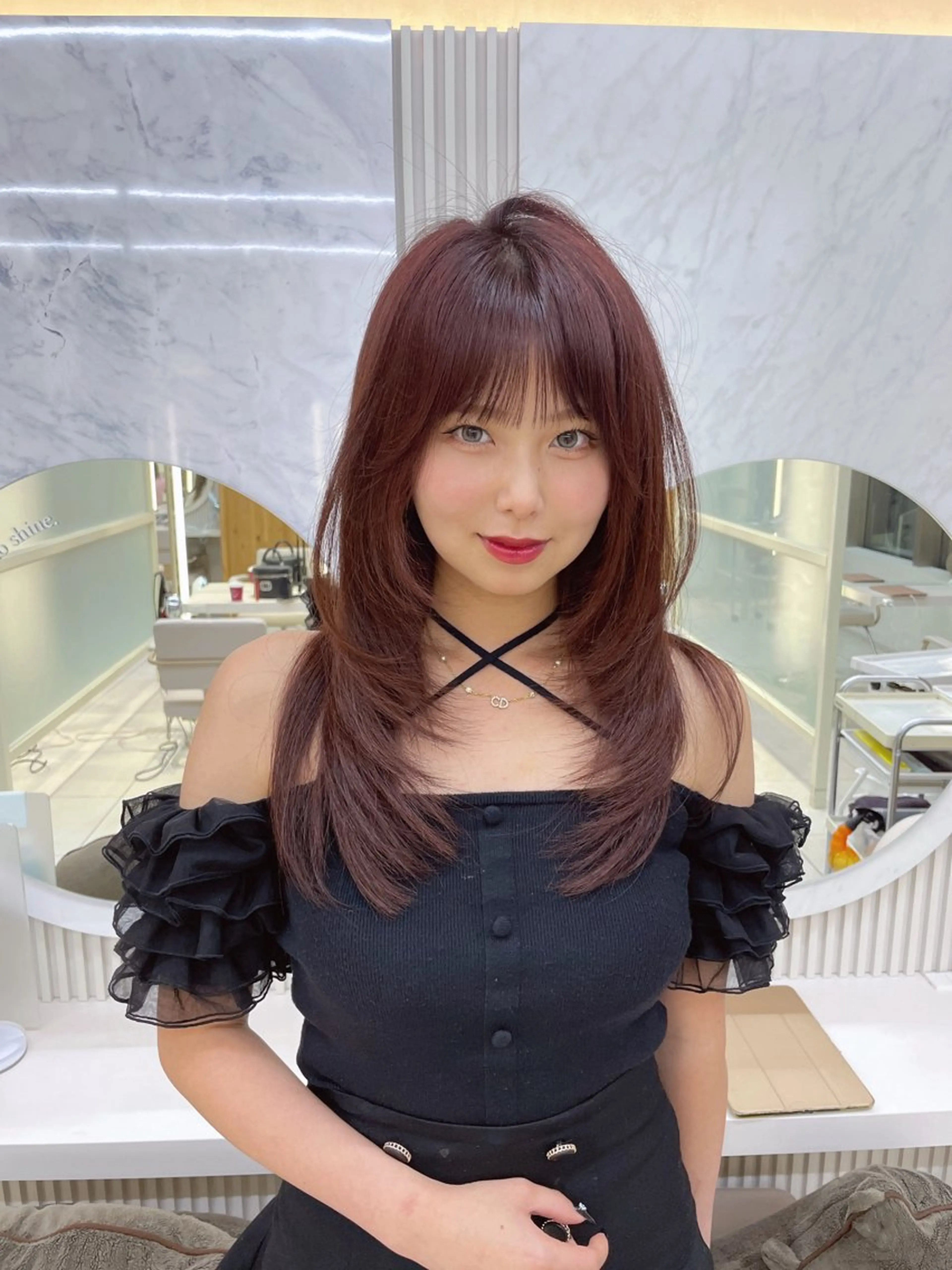 セミロング カット レイヤー/顔周り /韓国ヘア/TAKUのヘアスタイル