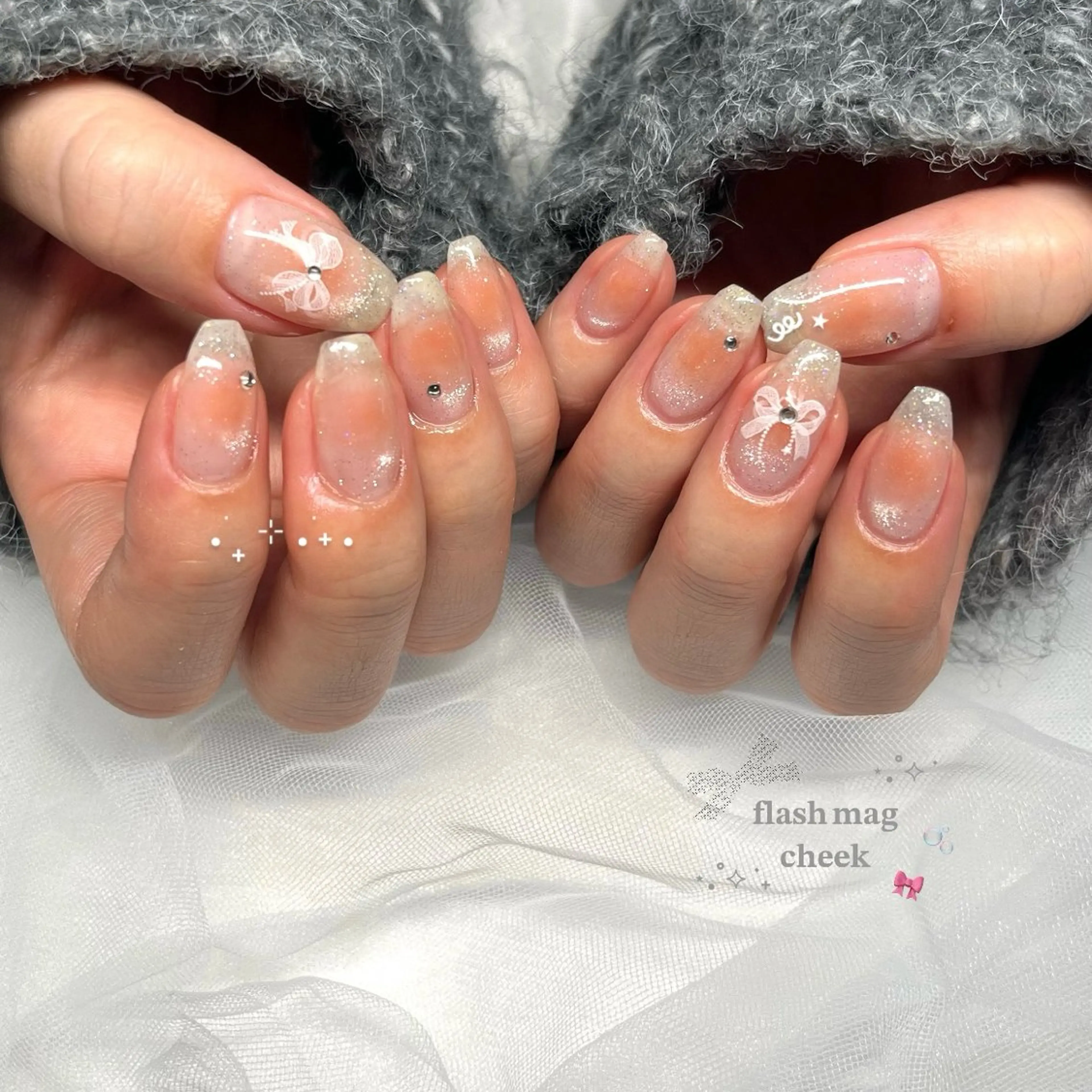 ネイル 長さ出し フラッシュネイル ジェルネイル マグネットネイル 持ち込み 🌷Gemini nami🌷のネイルデザイン