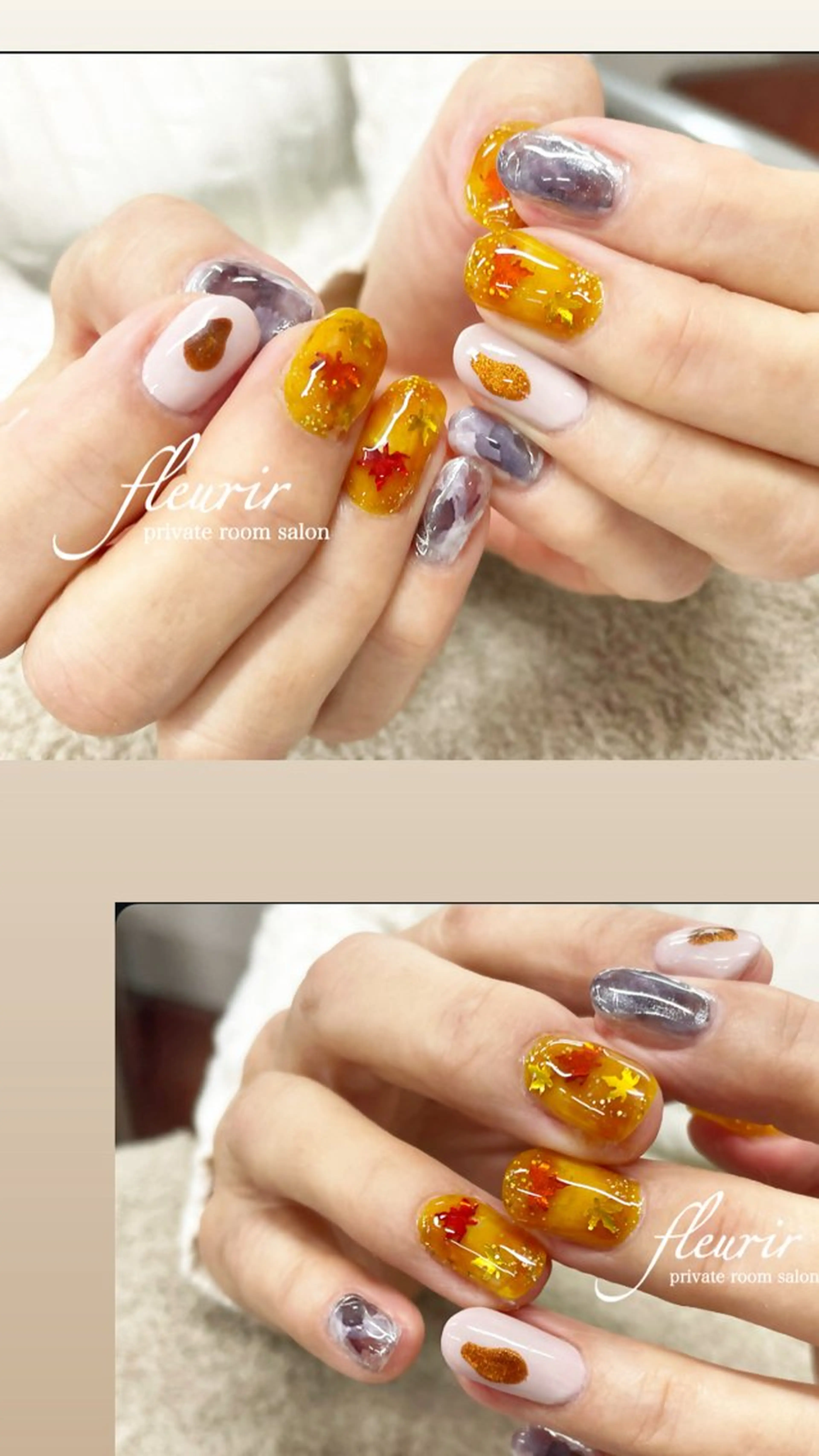 ネイル アートネイル べっ甲ネイル ブラウン ホログラムネイル ラメ(グリッター) フルリール 【プライベートサロンのネイルデザイン