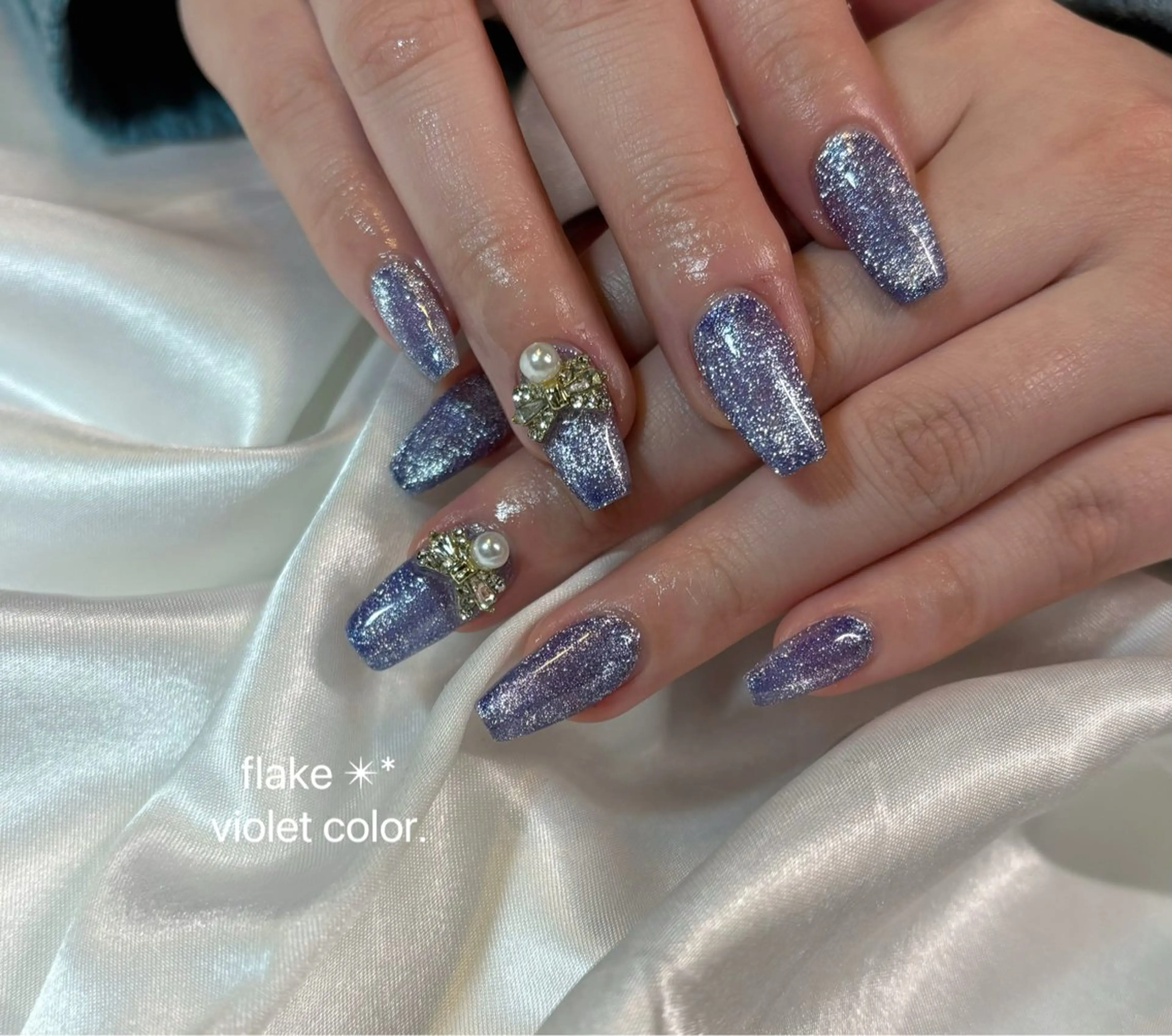 ネイル ブルー 韓国ネイル マグネットネイル ワンカラーネイル パープル 【chatnoir】 MIYUのネイルデザイン