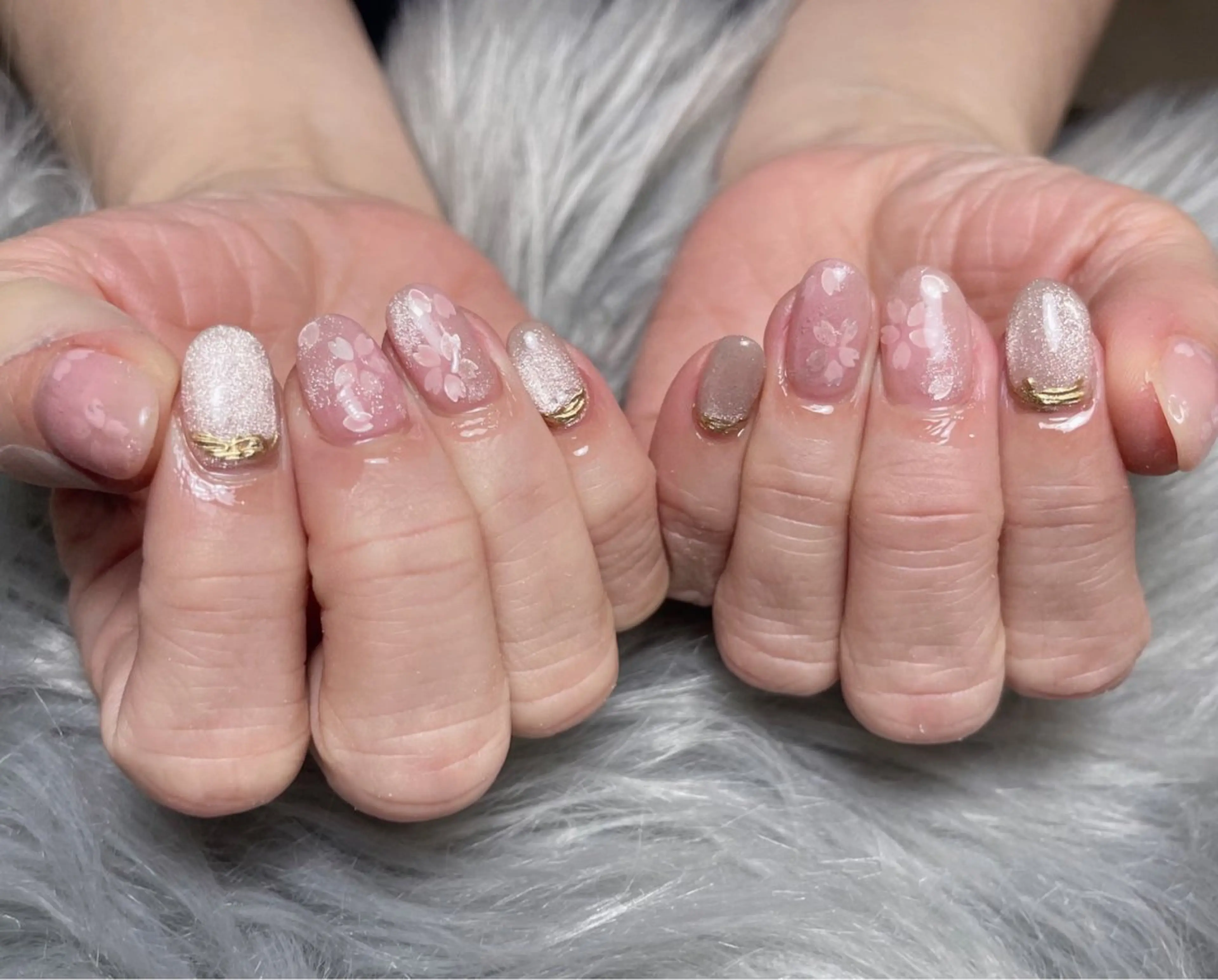ネイル 桜ネイル ジェルネイル マグネットネイル オフィスネイル パラジェル BLANC.nail yuuのネイルデザイン