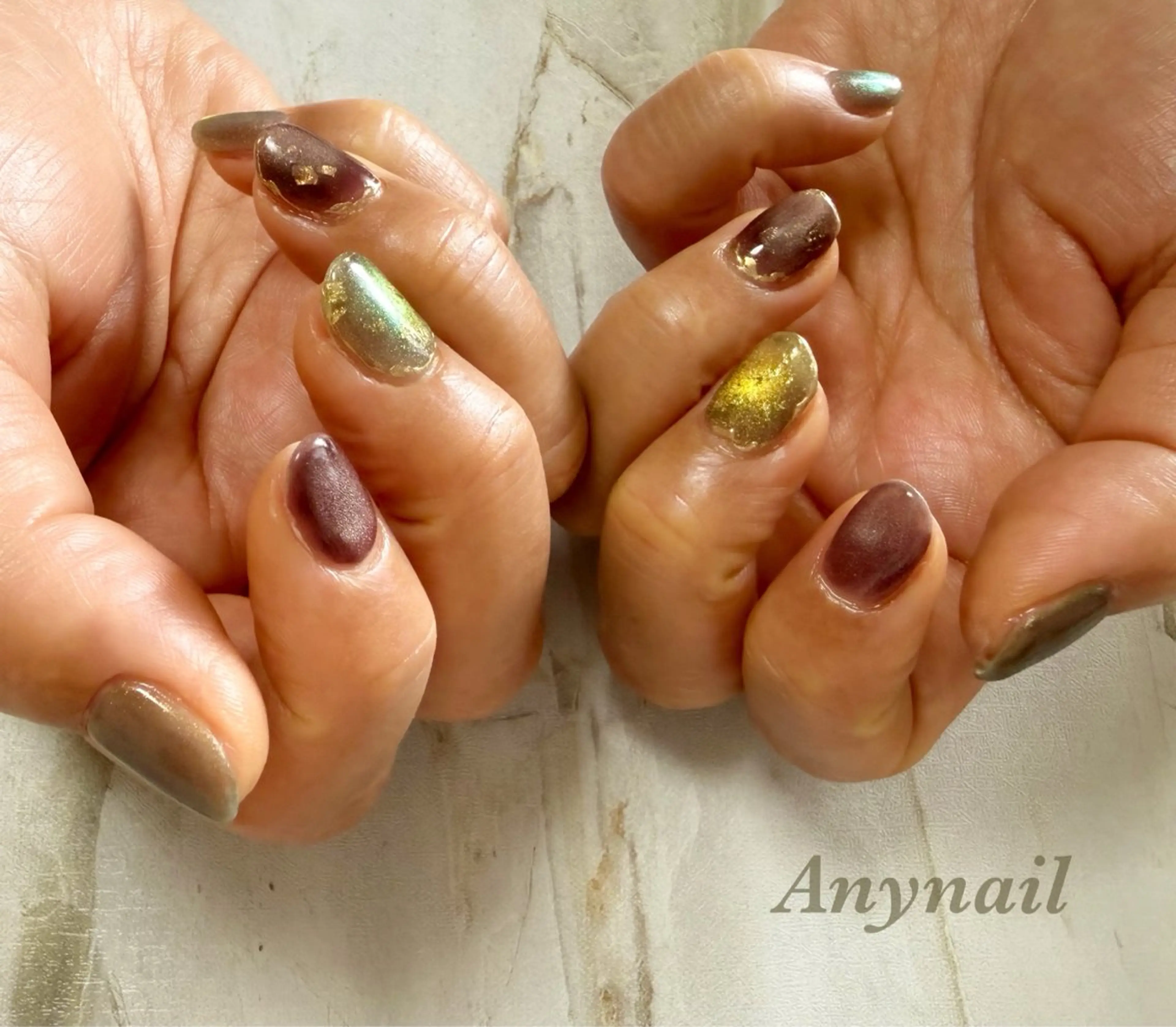 ネイル ブルー マグネットネイル ミラーネイル 岩澤 恵子のネイルデザイン