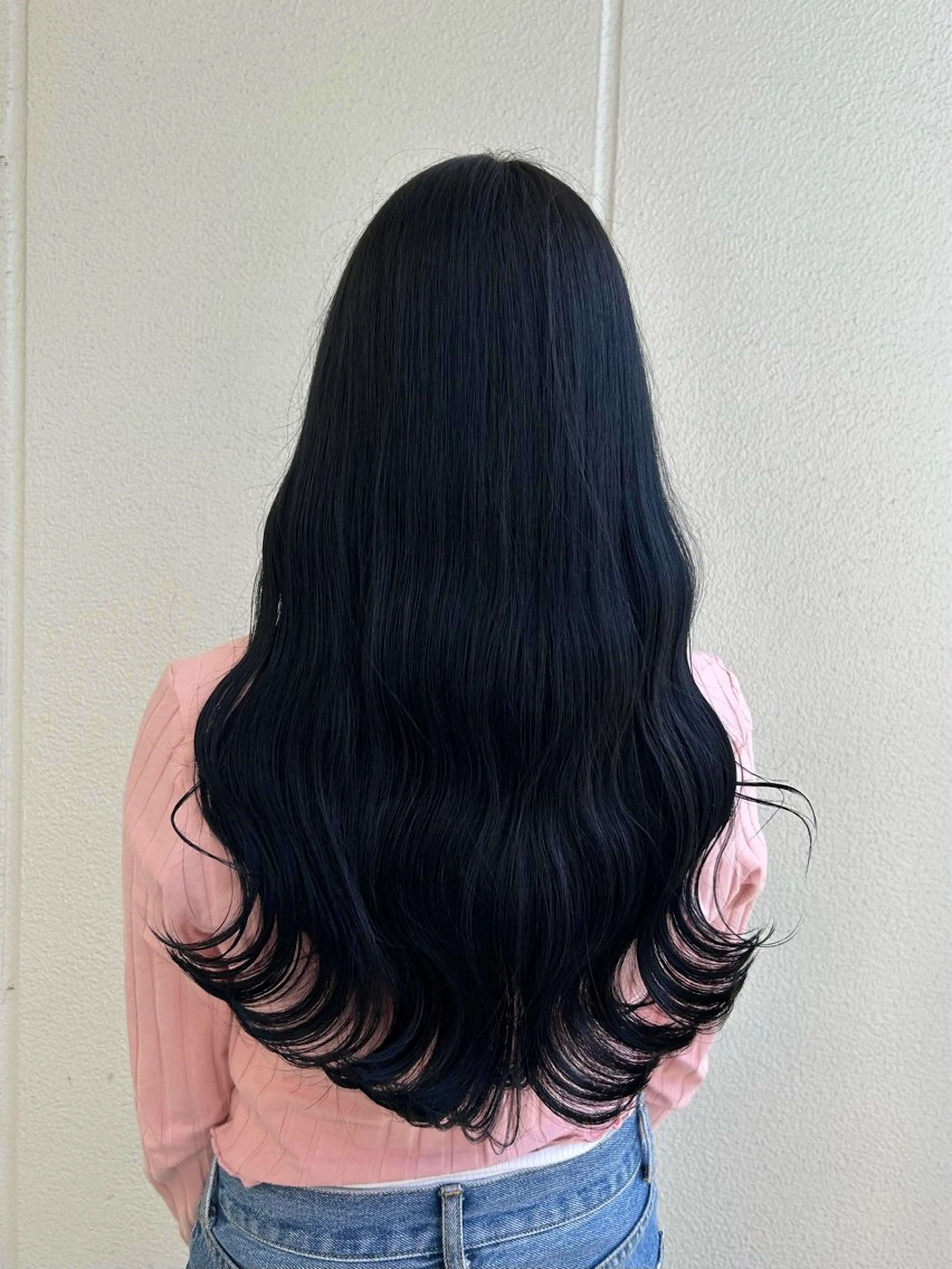 カラー ヘアアレンジ 黒髪 ブルーカラー ブルーブラック 《暖色/韓国hair 》🇰🇷桑原ユキネのヘアスタイル