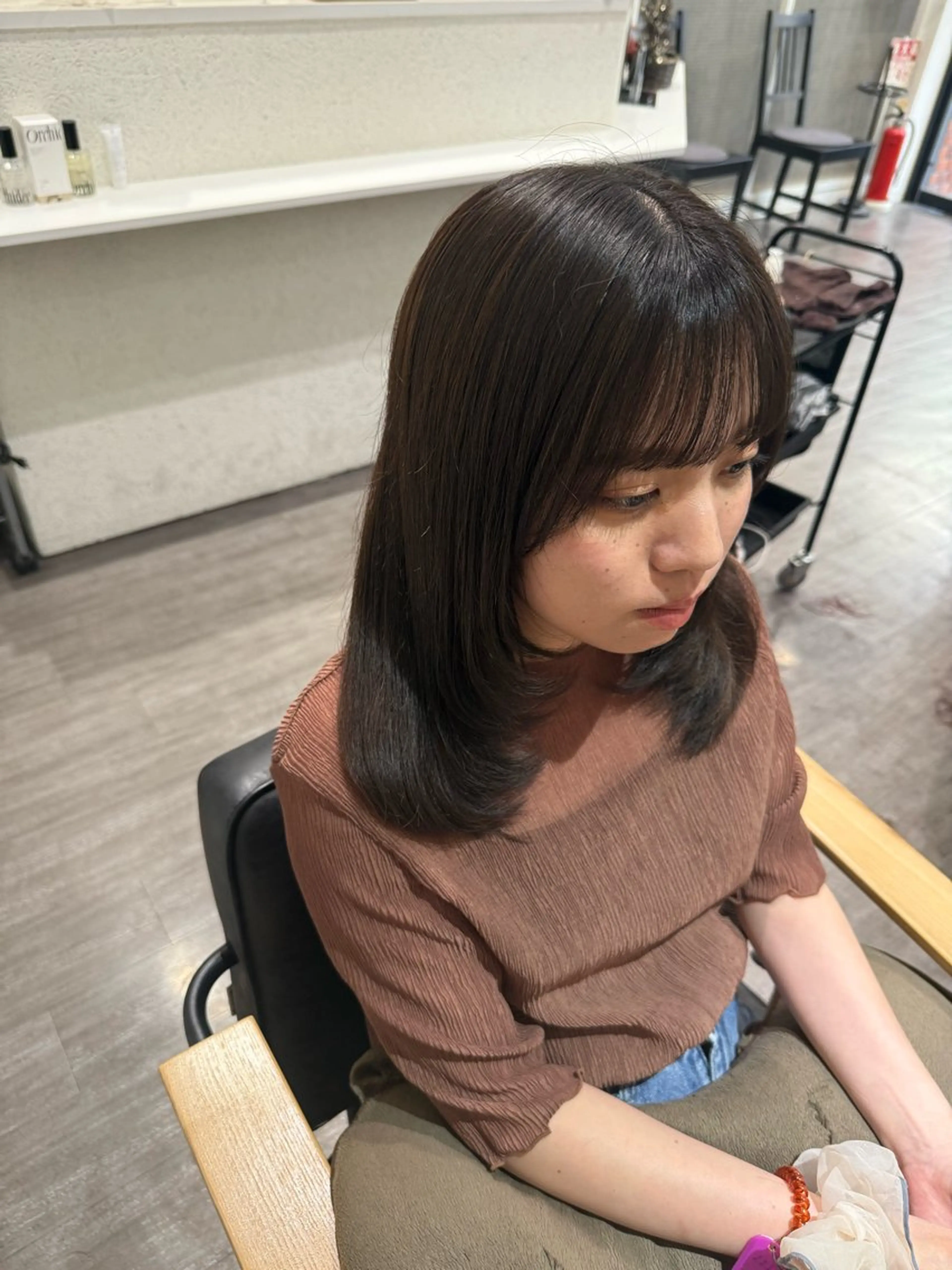 ミディアム カラー レイヤーカット ワンホンレイヤー カット ヘアカラー トリートメント 艶髪レイヤー上田 紗也🇰🇷💗のヘアスタイル
