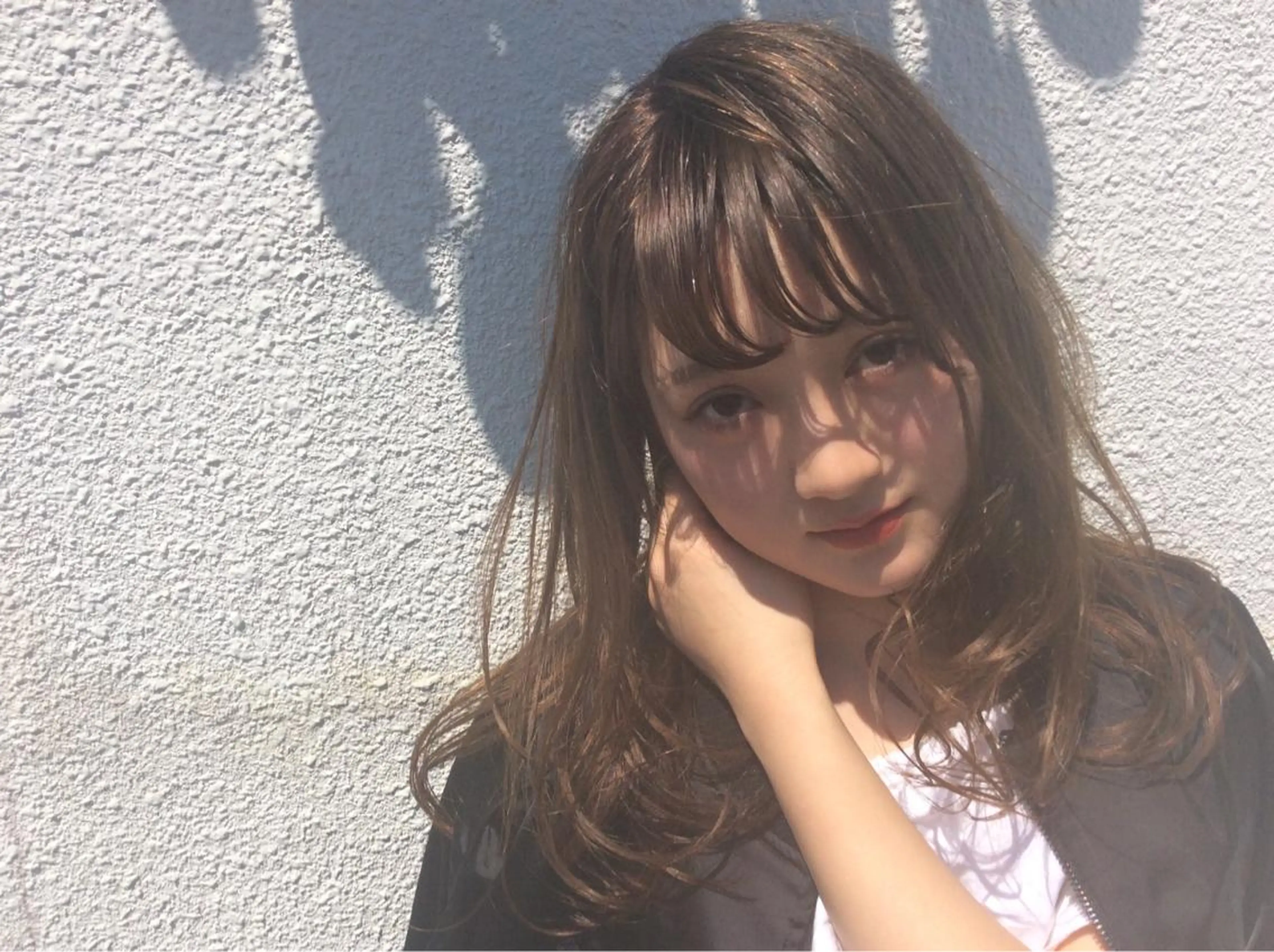 ミディアム カラー パーマ ヘアアレンジ ベージュカラー フォギーベージュ シースルーバング 日比 貴大/ minim hairのヘアスタイル