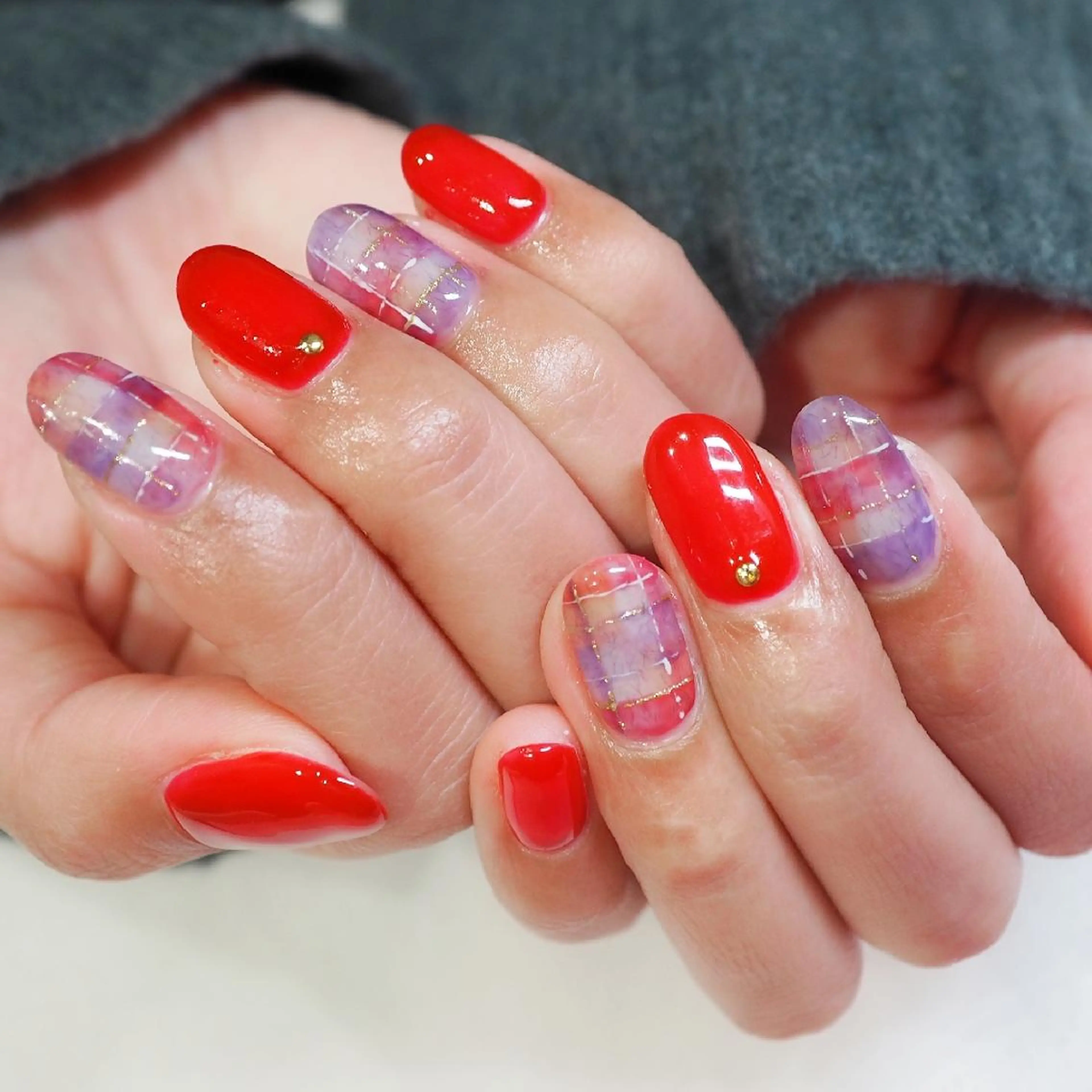 ネイル 赤色 infinity skyのネイルデザイン