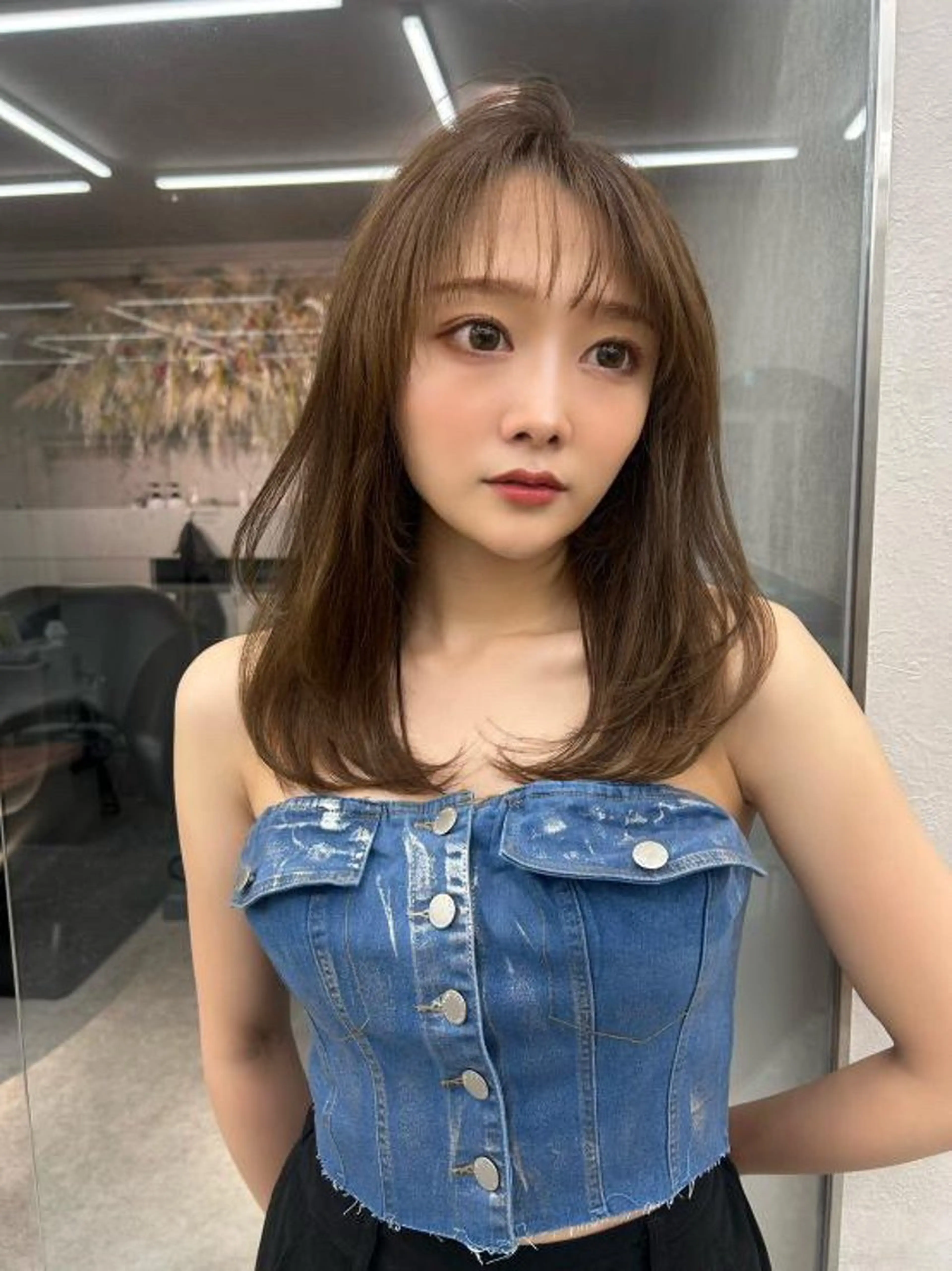 セミロング カラー ブリーチ 透明感カラー ブリーチなしカラー レイヤーカット 小顔カット カット ヘアカラー トリートメント ✨レイヤー/韓国 /✨ヘア山下　遥のヘアスタイル