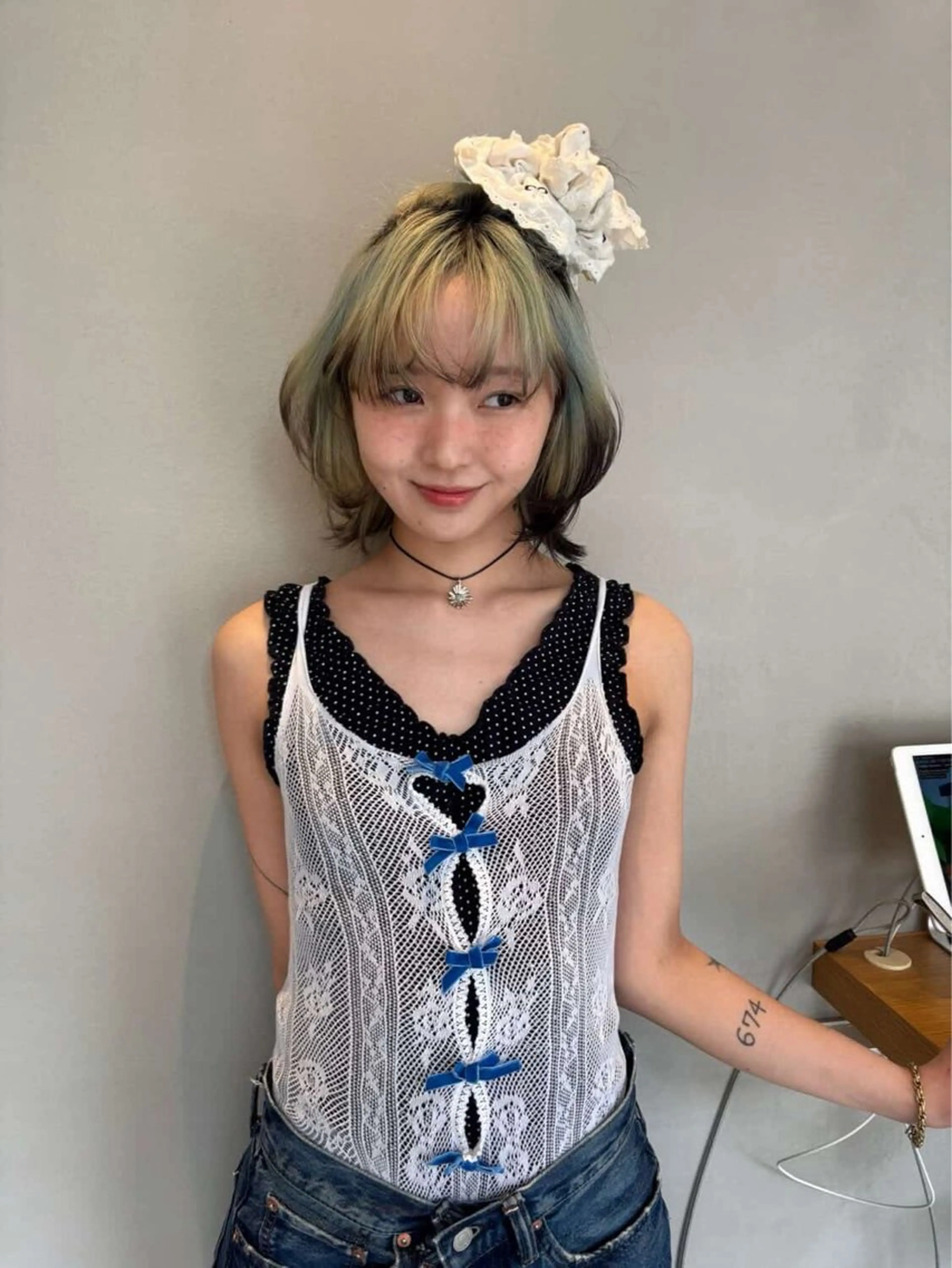 ミディアム ヘアカラー ボブ/艶カラー Rako.のヘアスタイル