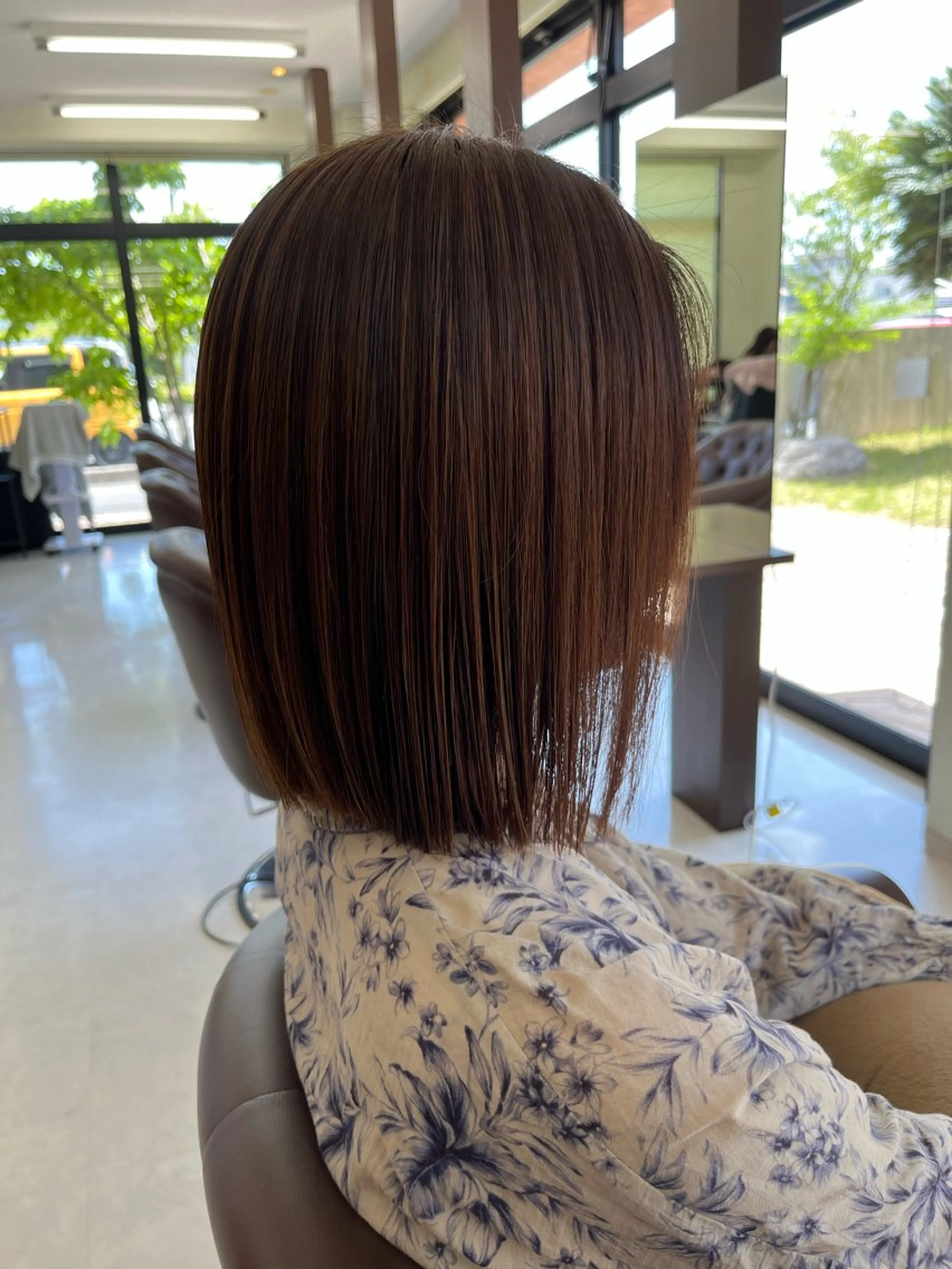 ミディアム ボブ カット ヘアカラー 樋口智士/倉敷/中庄 /縮毛矯正/髪質改善のヘアスタイル