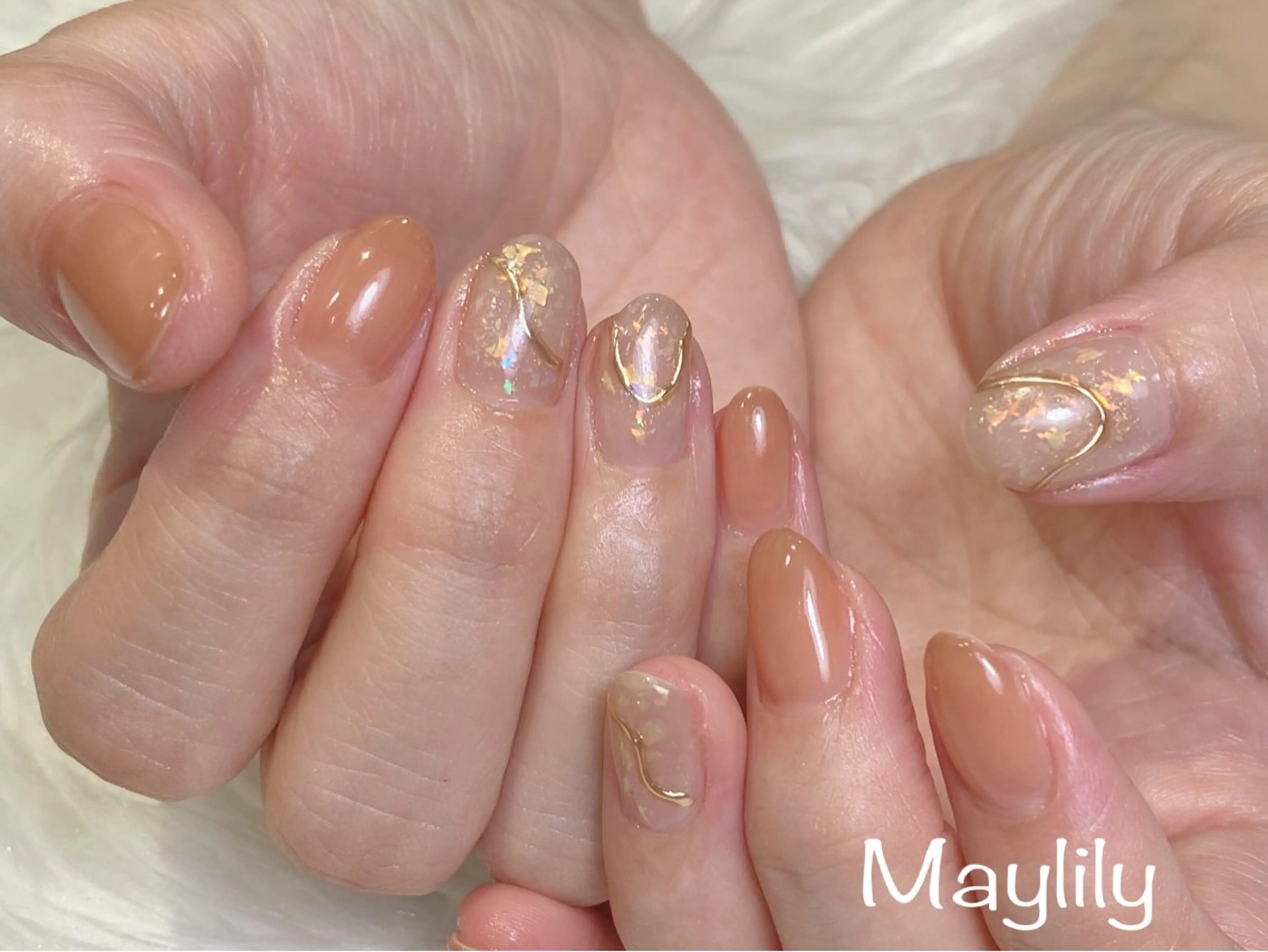 ネイル オレンジ ハンドネイル Nail salon Maylilyのネイルデザイン