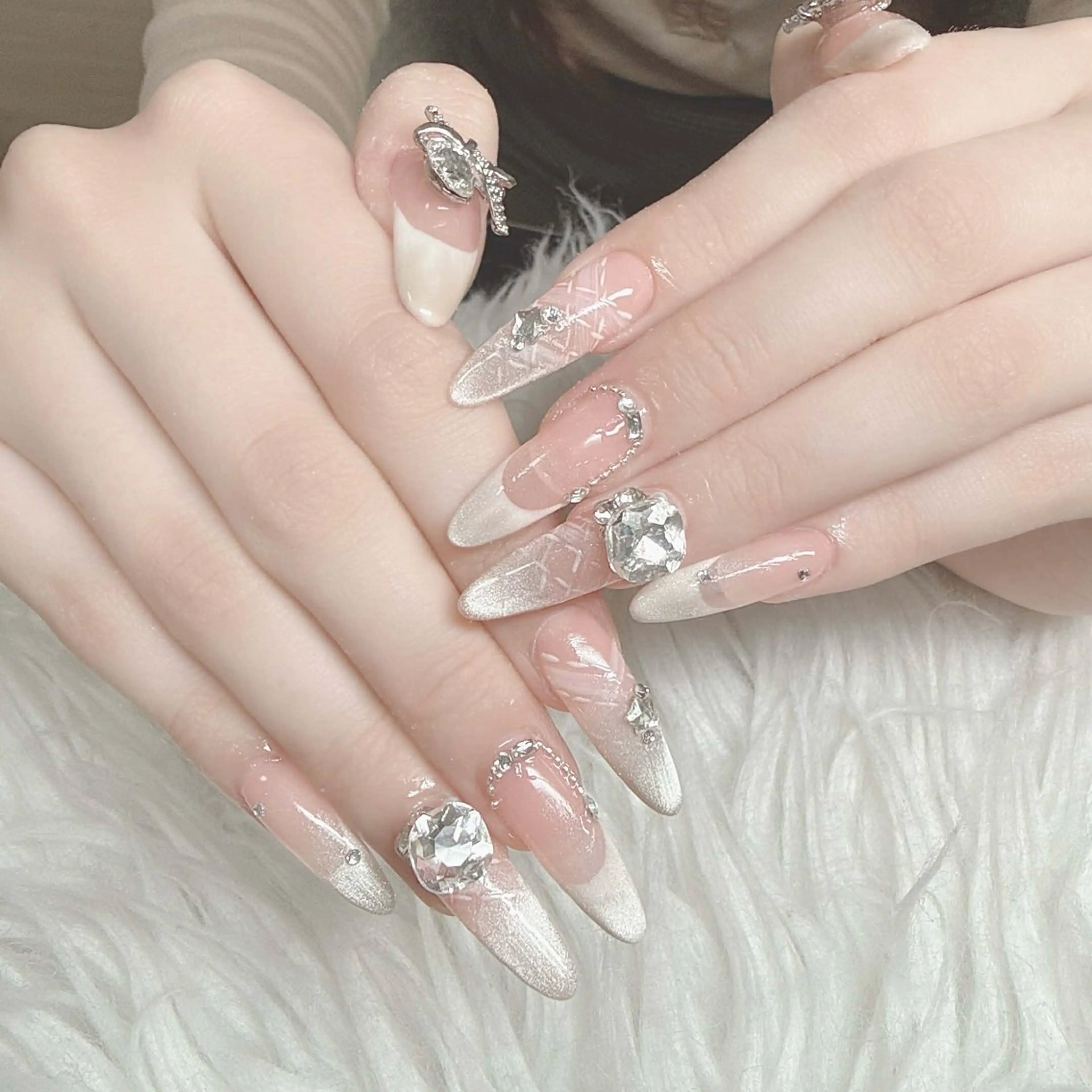 ネイル フットネイル フレンチネイル グラデーション 韓国ネイル ロングネイル ハンドネイル Hani Nail Salonのネイルデザイン
