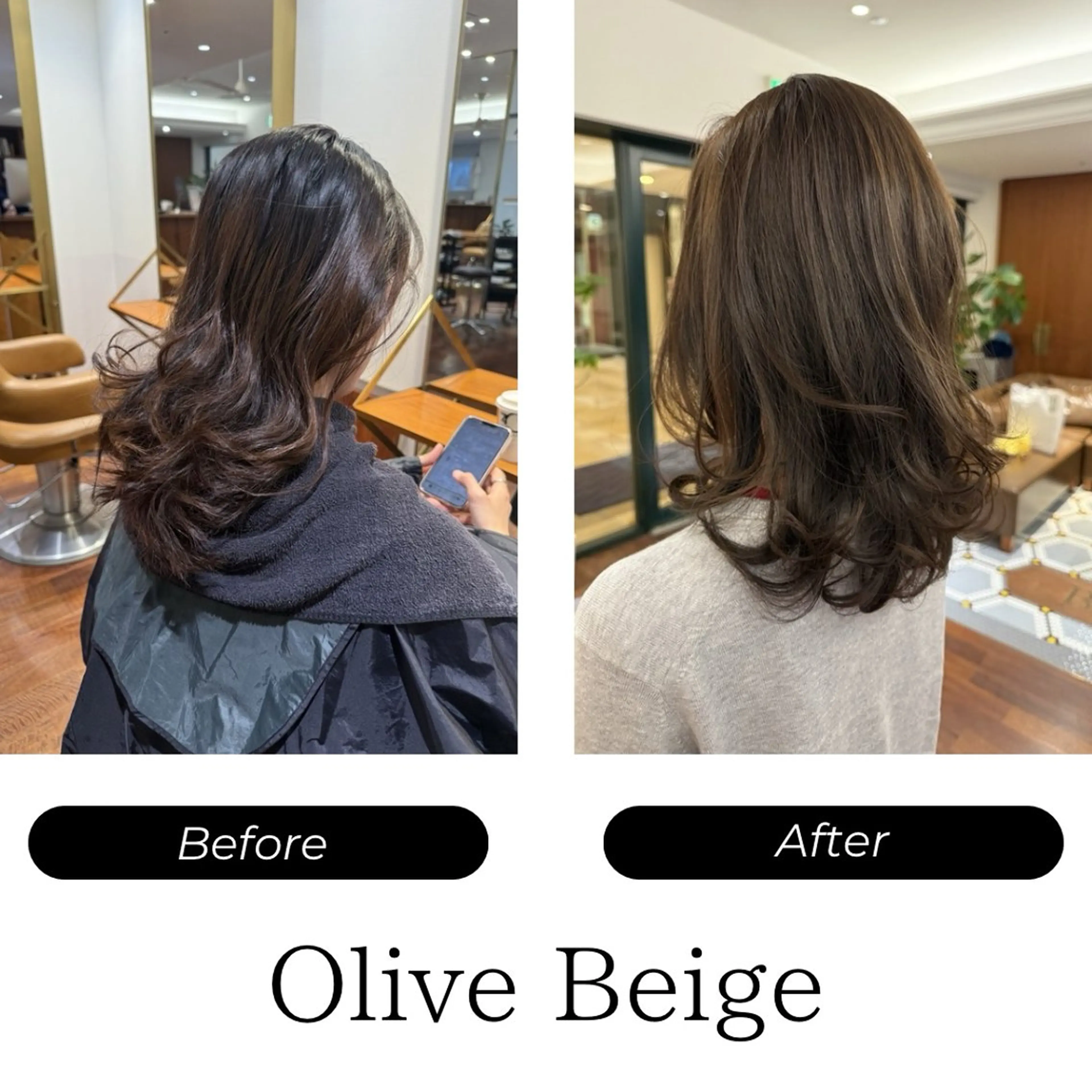 ミディアム カラー ベージュカラー オリーブベージュ ヘアカラー 大前斗夢ショート /くびれカットのヘアスタイル