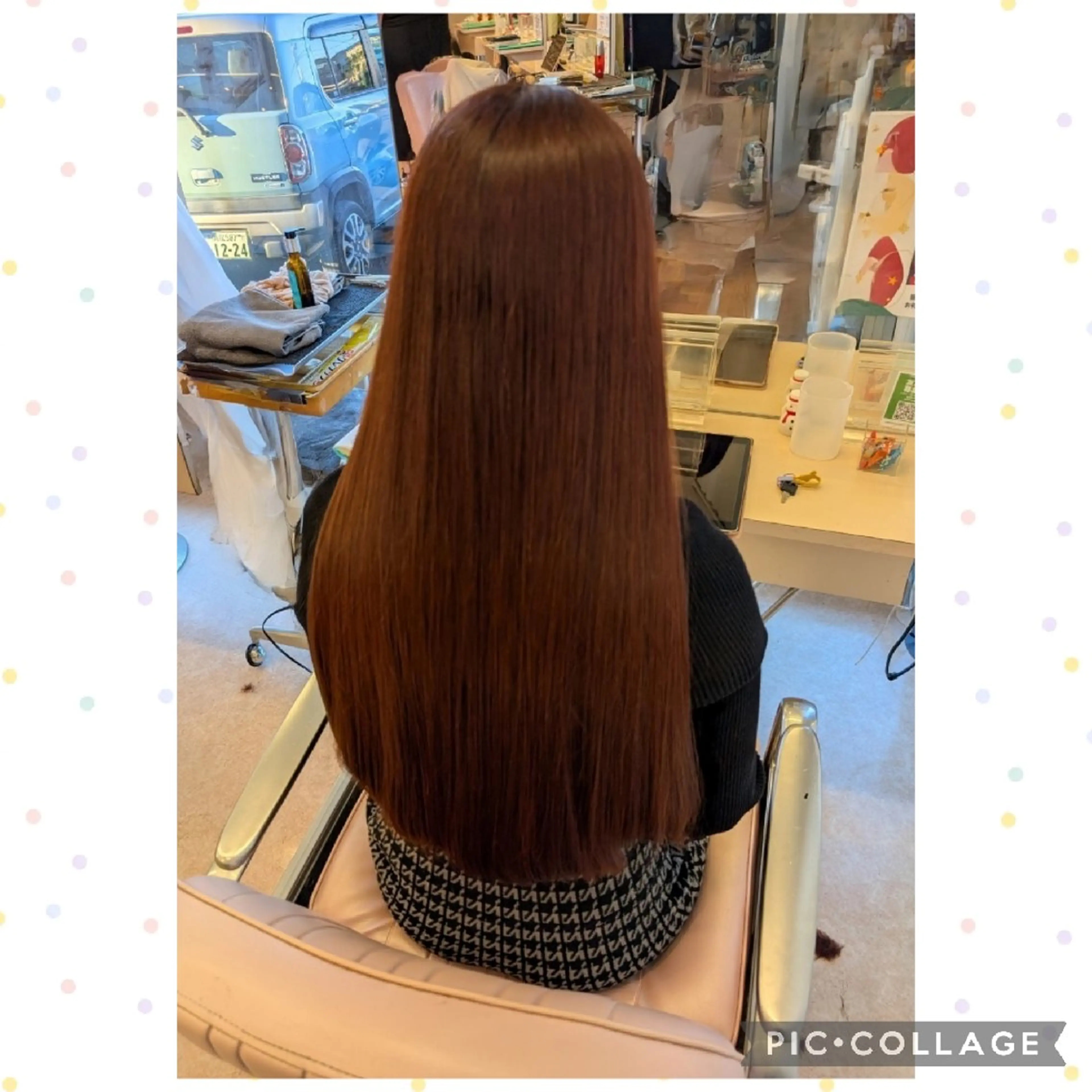 【透明感カラー】 ブリーチ無しダブルカラー+トリートメント　（胸下+1100円）の写真