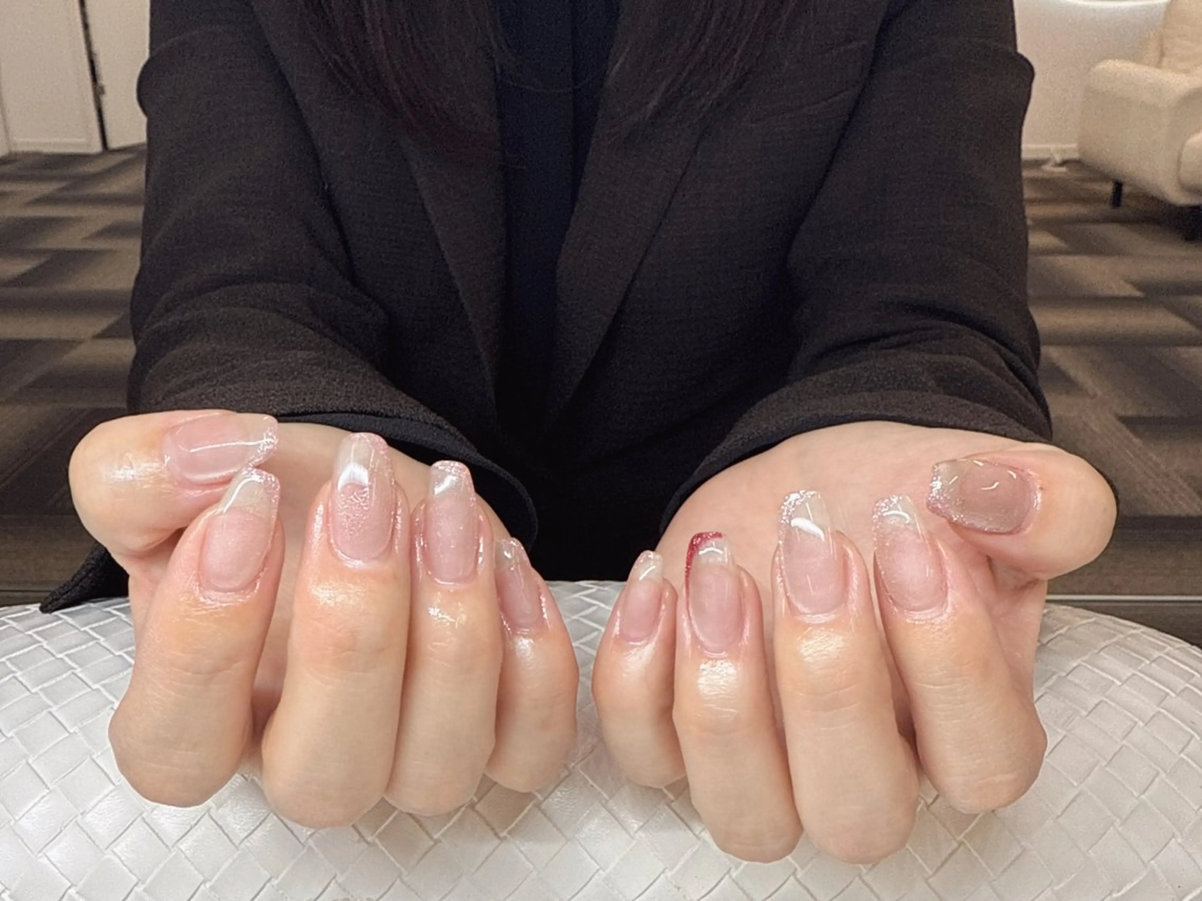 ネイル 長さ出し フットネイル フレンチネイル ジェルネイル ガーリー ハンドネイル NYネイルサロン 千葉中央店のネイルデザイン