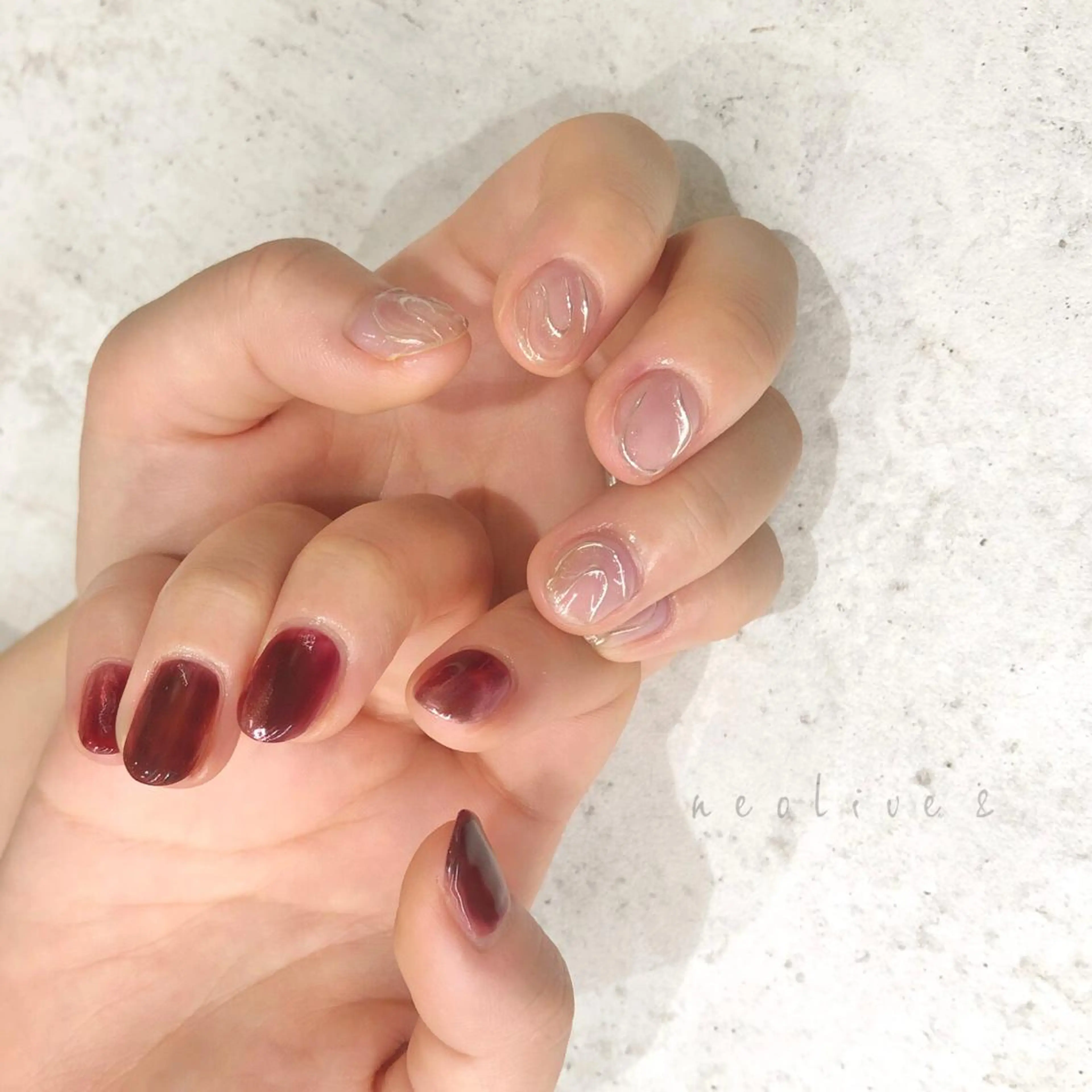 ネイル ワンカラーネイル 赤色 ハンドネイル Yuriko Omi パラジェル/渋谷のネイルデザイン