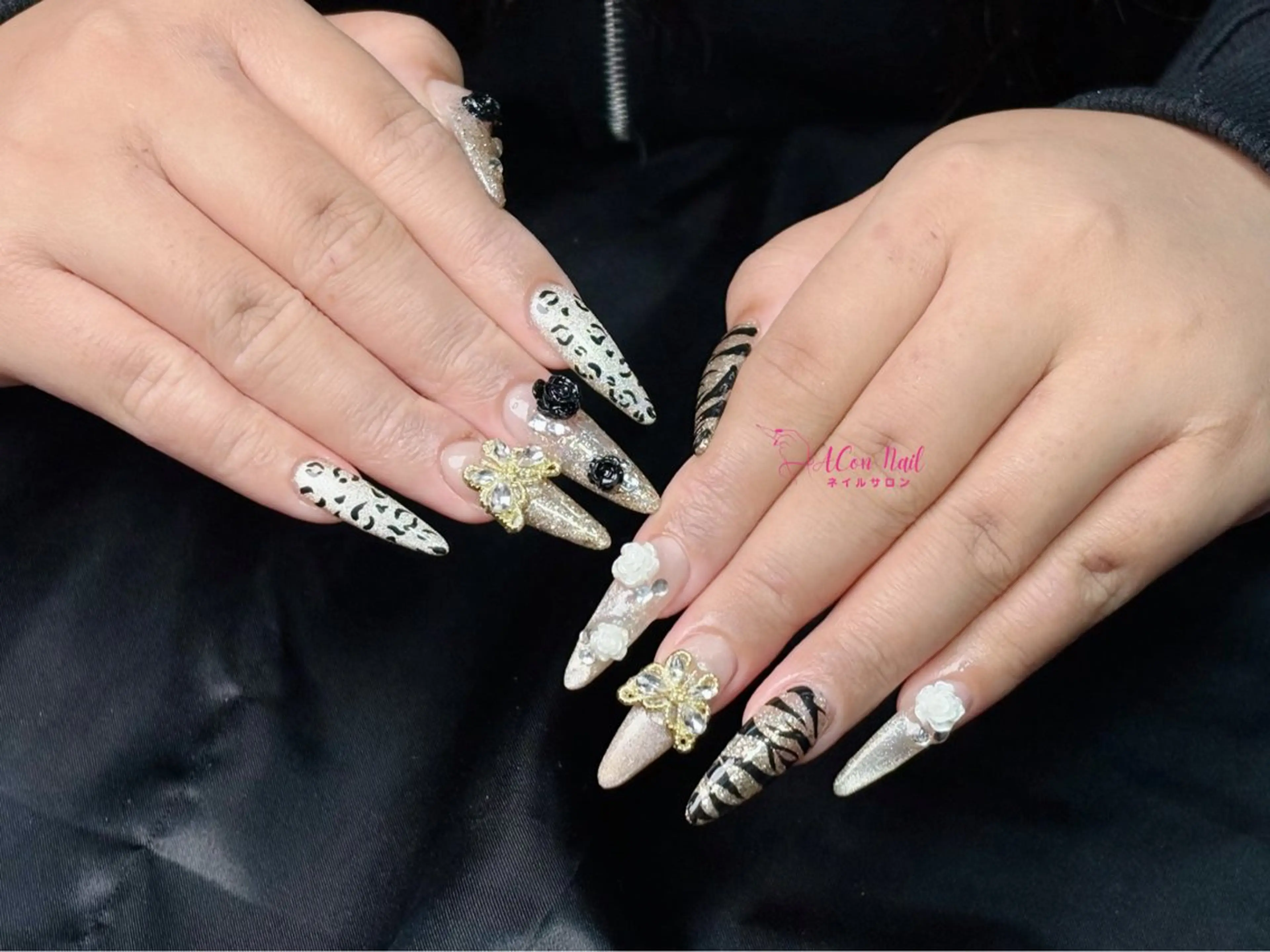 ネイル 桜ネイル 長さ出し フラワーネイル フレンチネイル ジェルネイル ハンドネイル ACon NailSalonのネイルデザイン