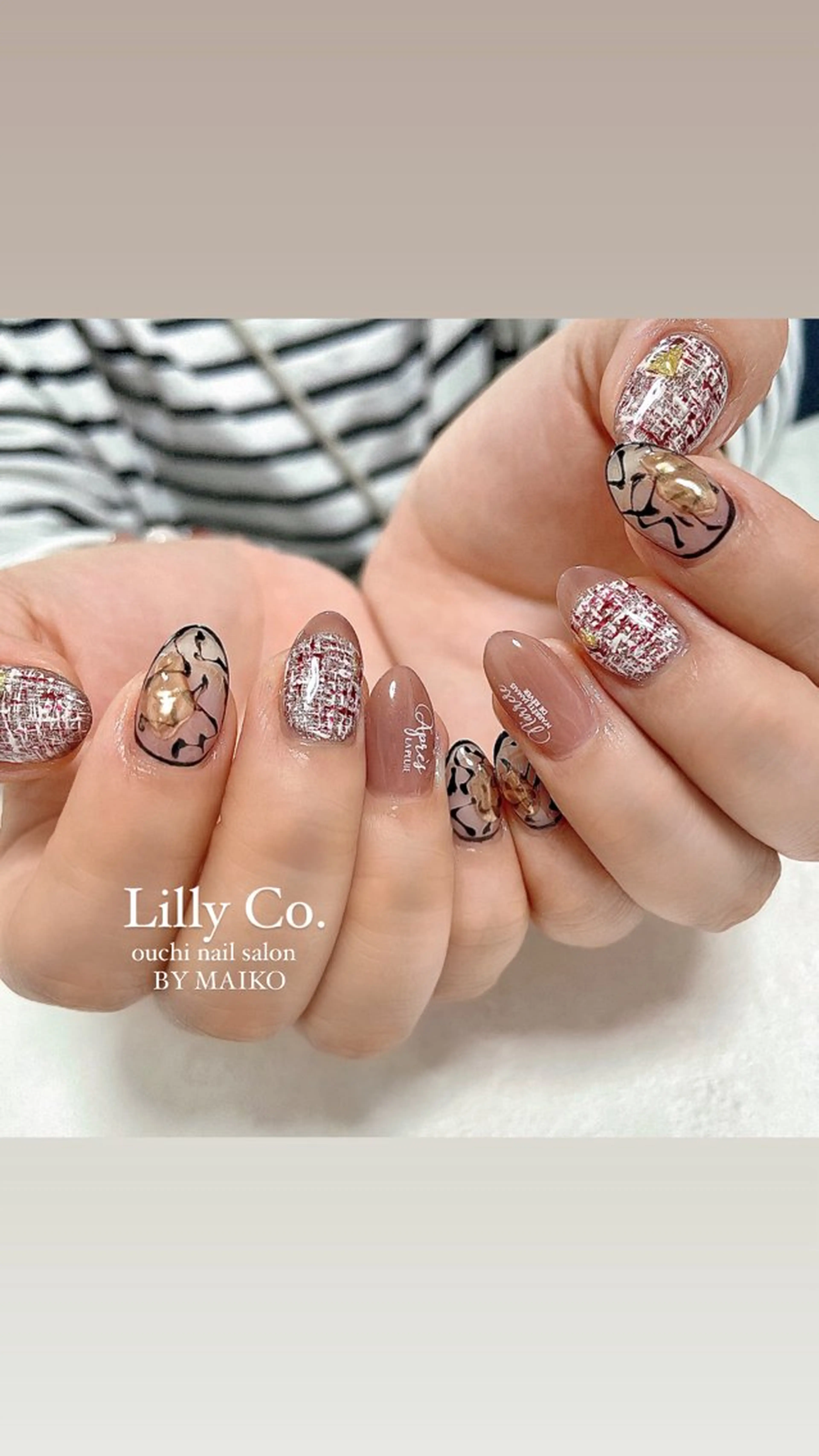 ネイル ツイードネイル ハンドネイル ハンドケア Lilly Co.のネイルデザイン