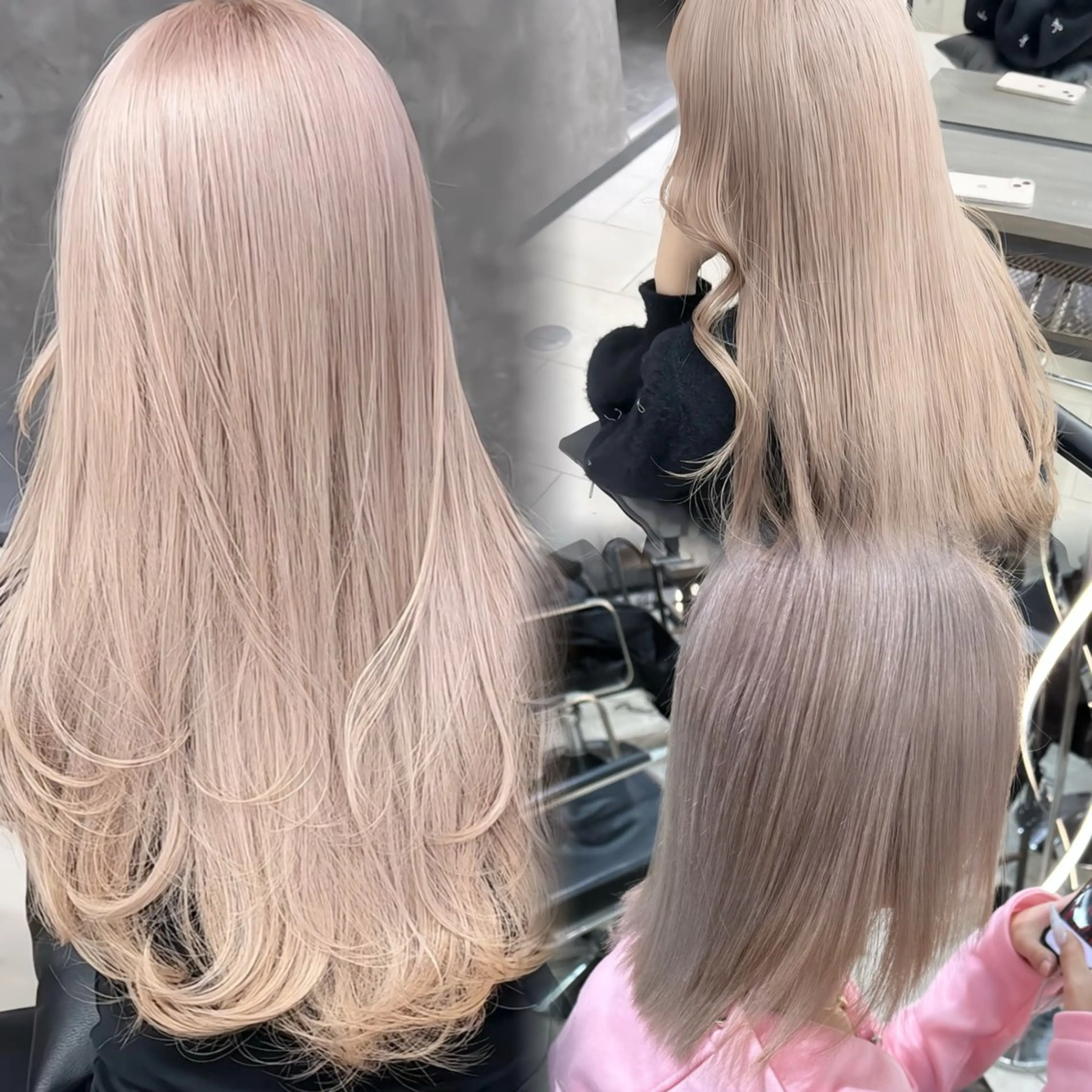 セミロング カラー ミルクティー・ピンク 甘モテカラー/emaのヘアスタイル