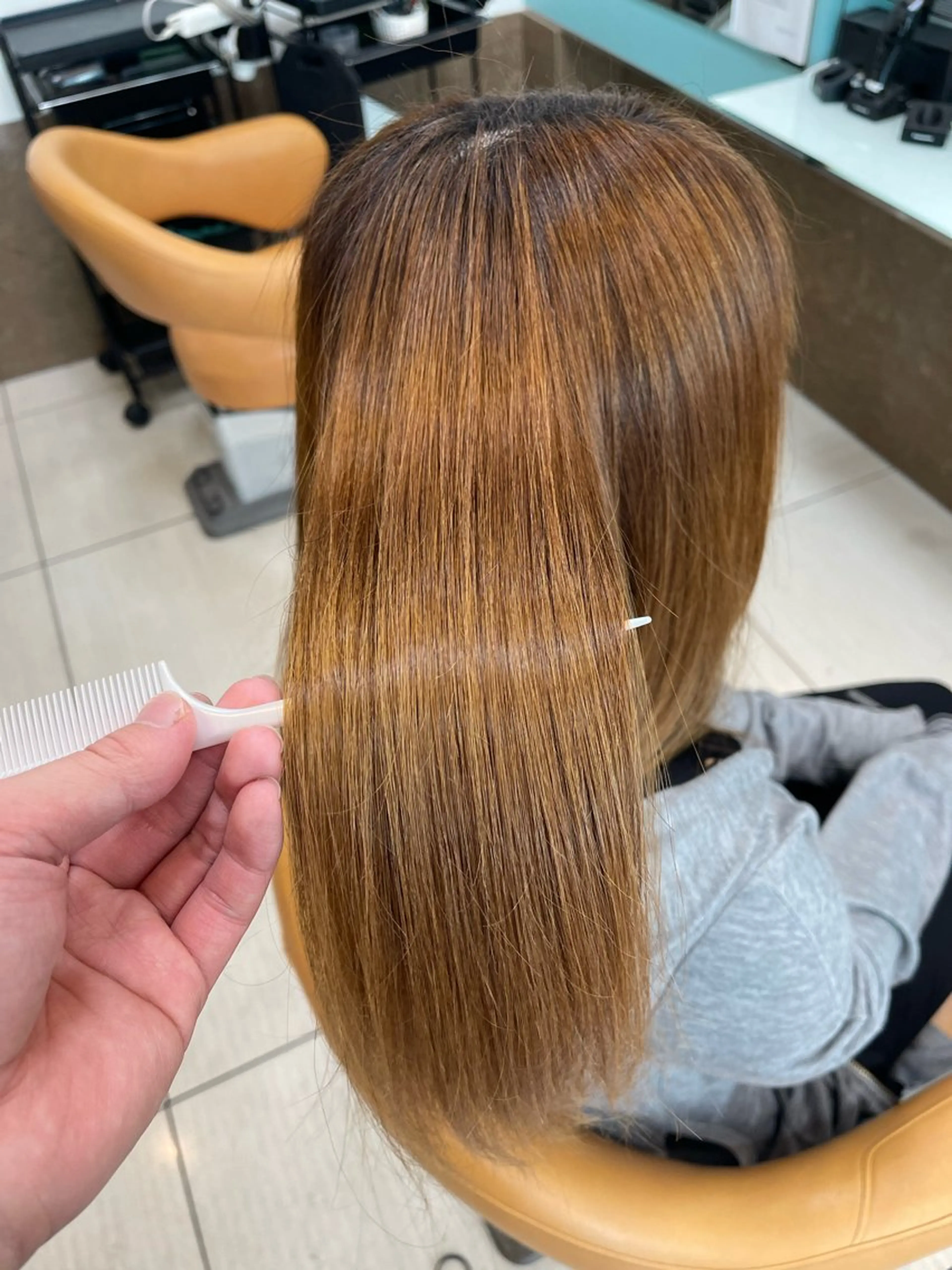 セミロング 髪質改善 縮毛矯正 トリートメント ダブルカラー/ 髪質改善💎安藤のヘアスタイル