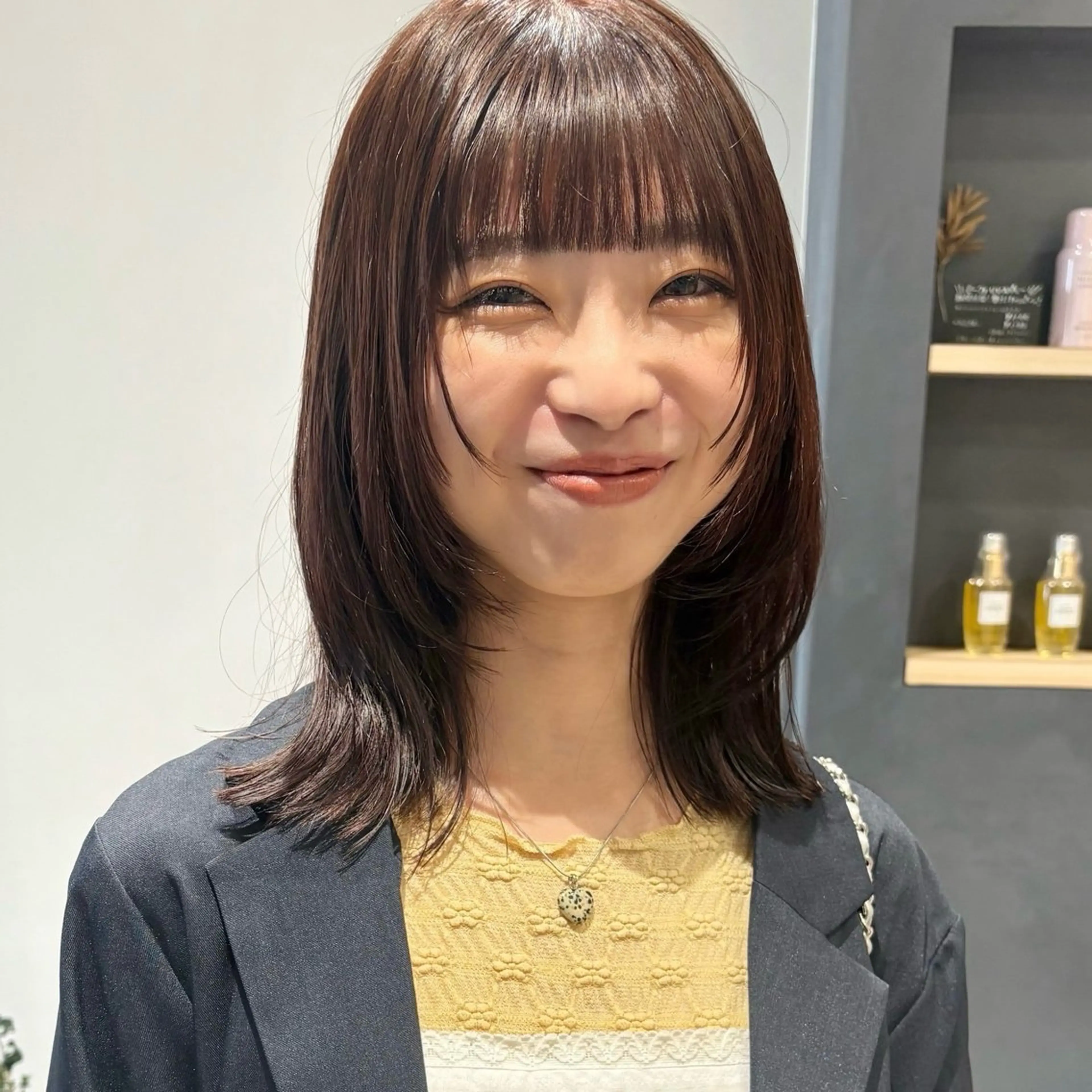 ミディアム カラー カット ヘアカラー トリートメント 🍊暖色×顔周り 🍊cocoroのヘアスタイル